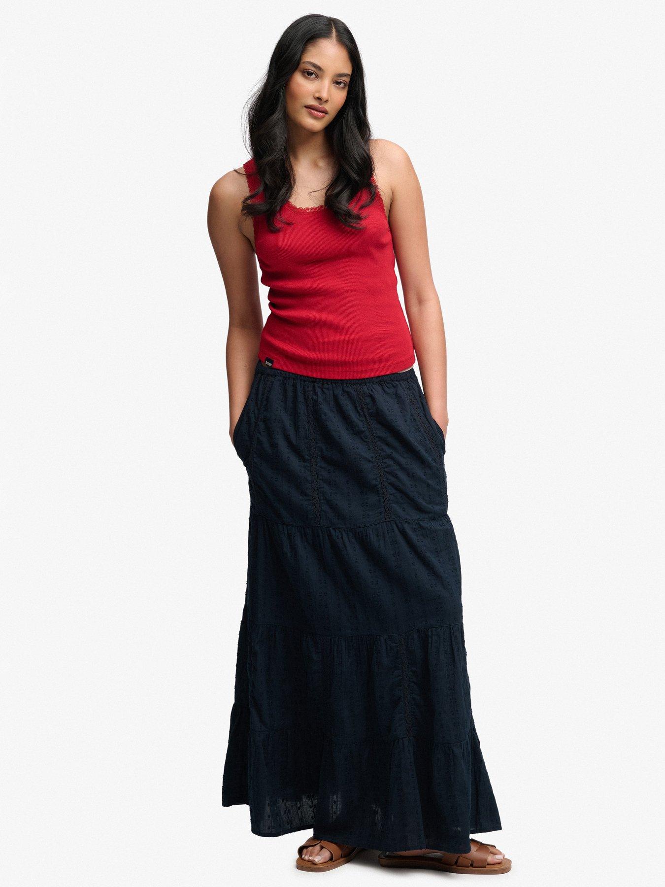 Image 3 of 6 of Superdry Vintage Lace Trim Vest - Red