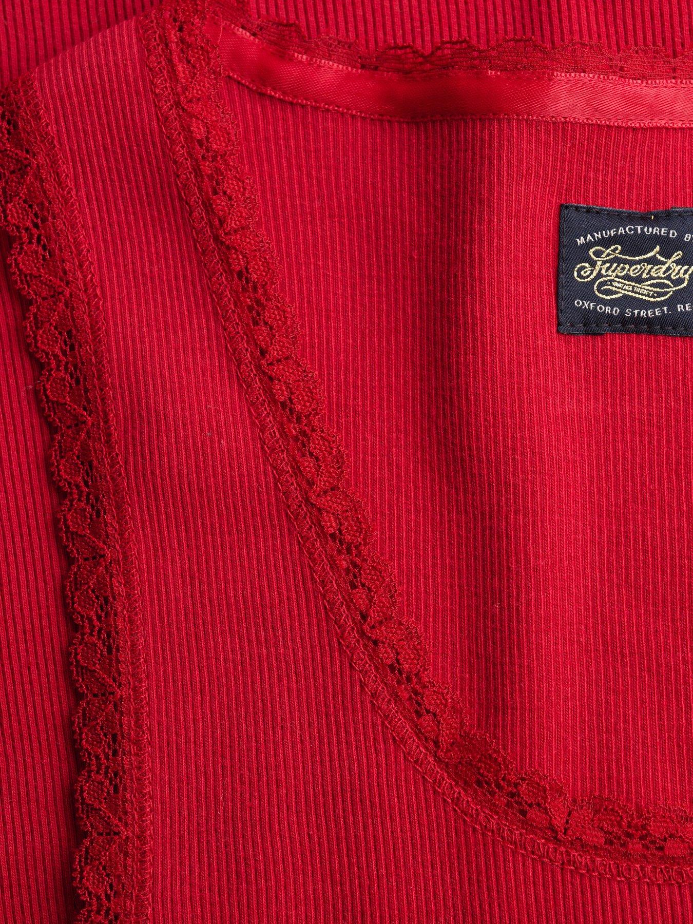 Image 6 of 6 of Superdry Vintage Lace Trim Vest - Red