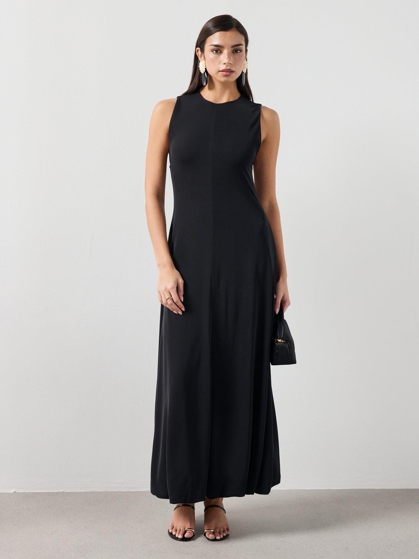  image of mango-flared-cotton-dress-black