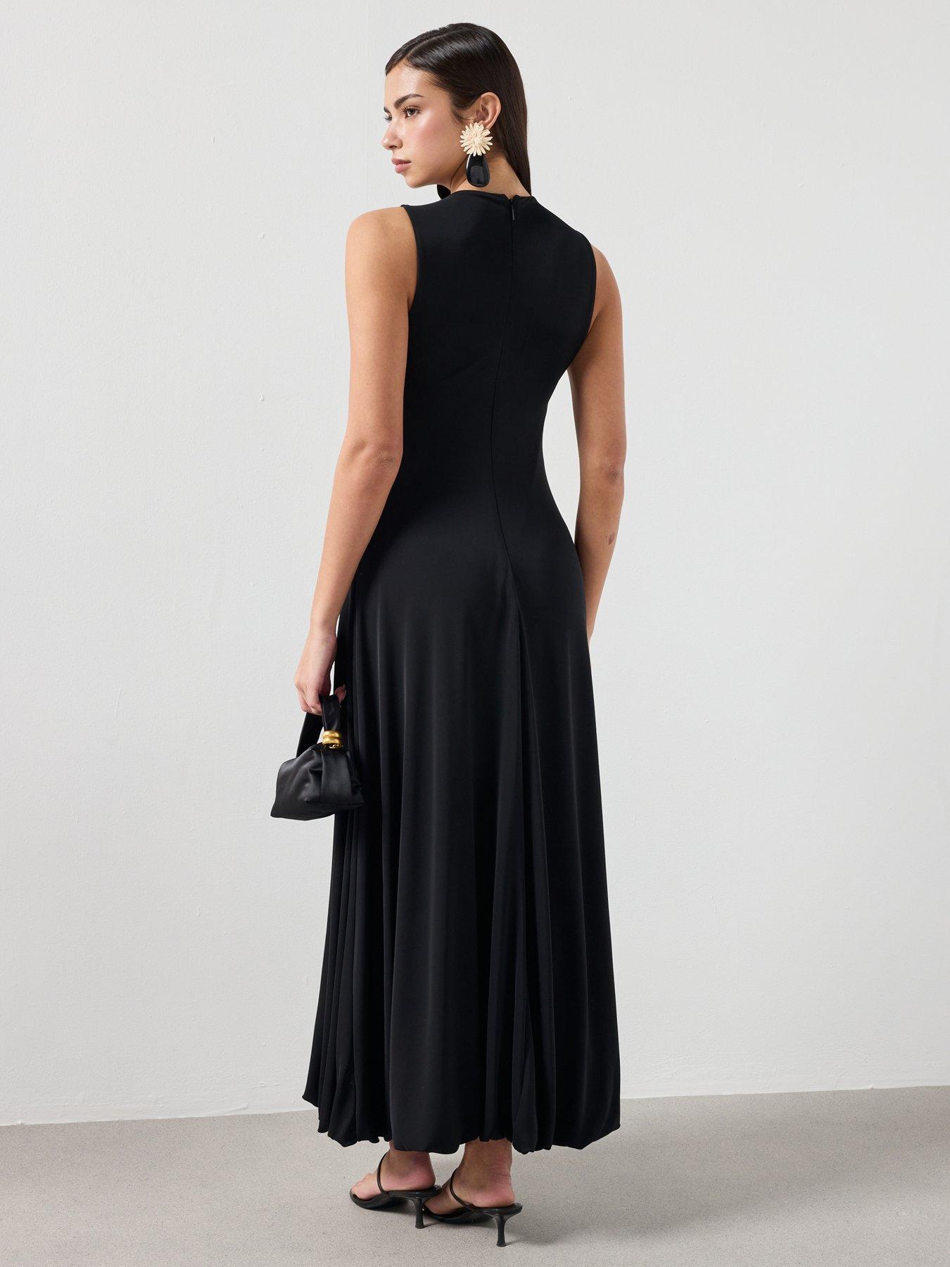 stillFront image of mango-flared-cotton-dress-black