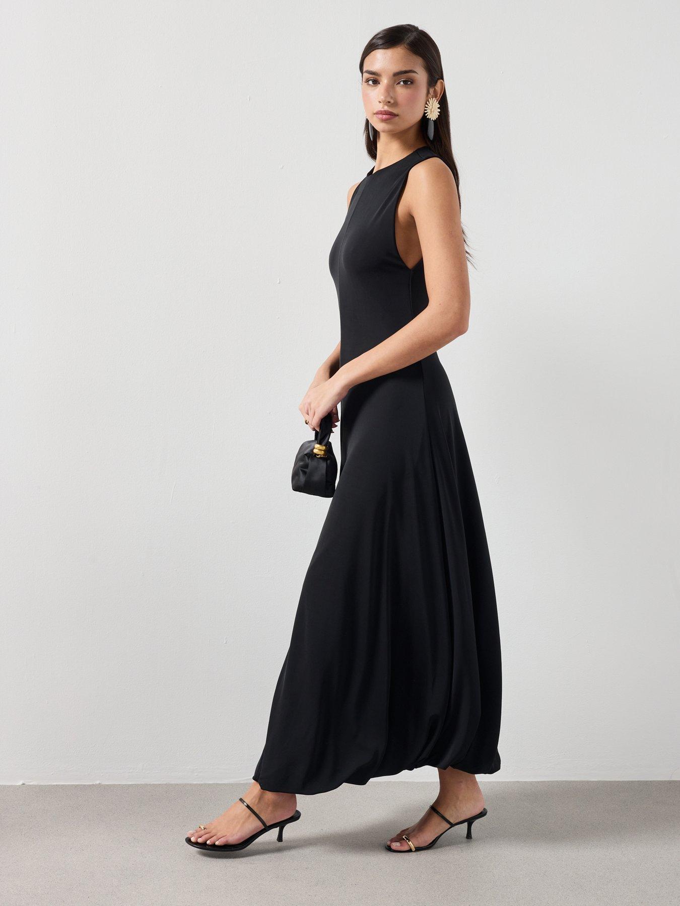  image of mango-flared-cotton-dress-black