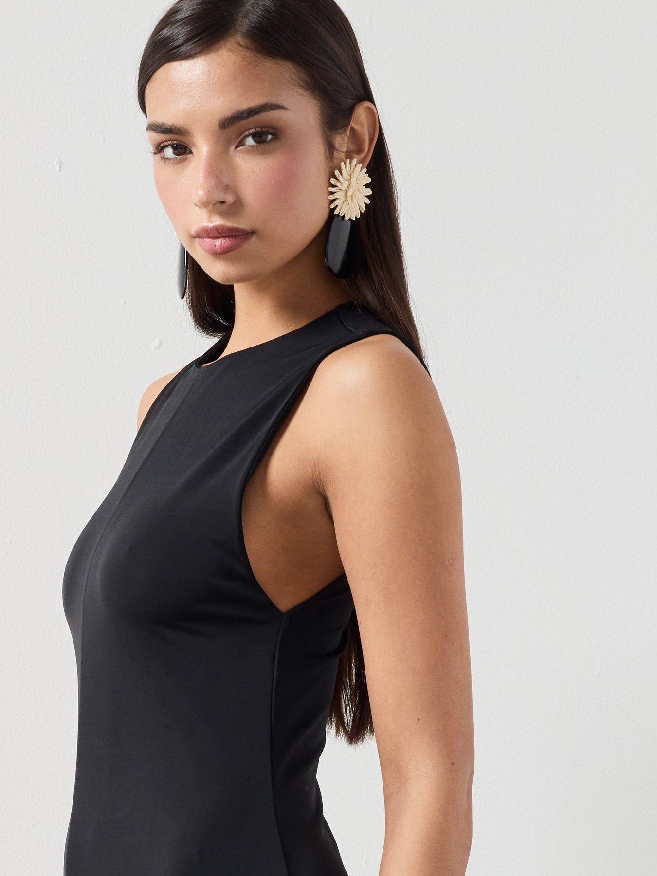  image of mango-flared-cotton-dress-black