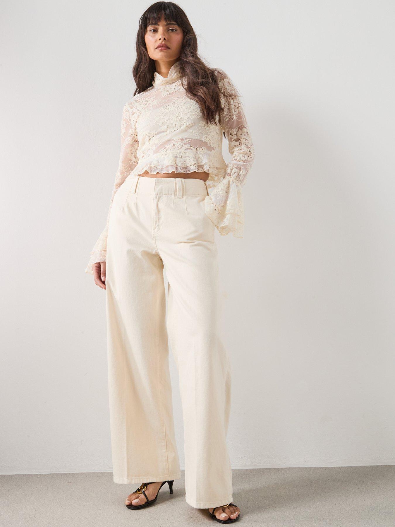  image of mango-ruffled-embroidered-blouse-beige