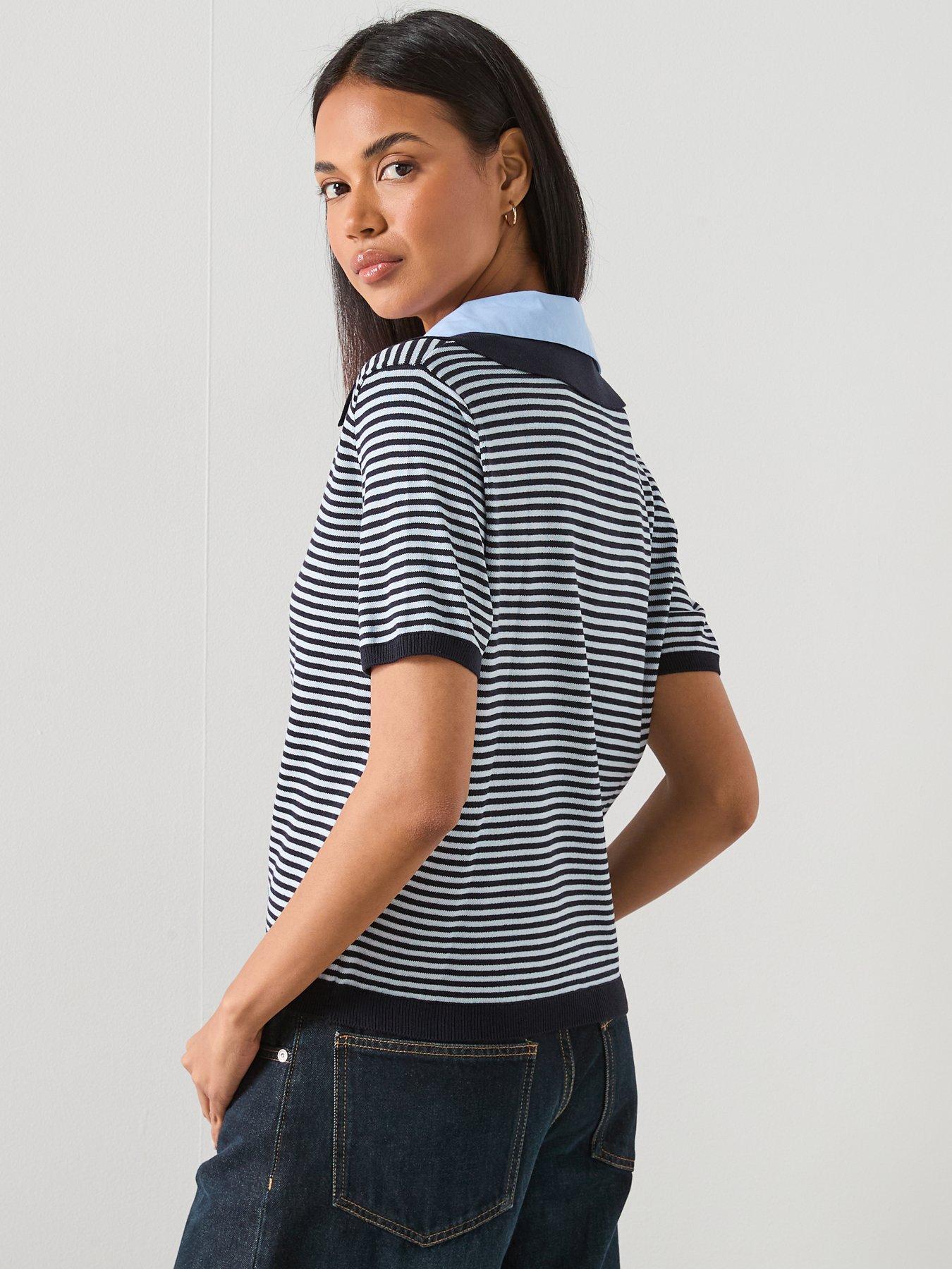  image of mango-knitted-jumper-with-combined-collar-blue