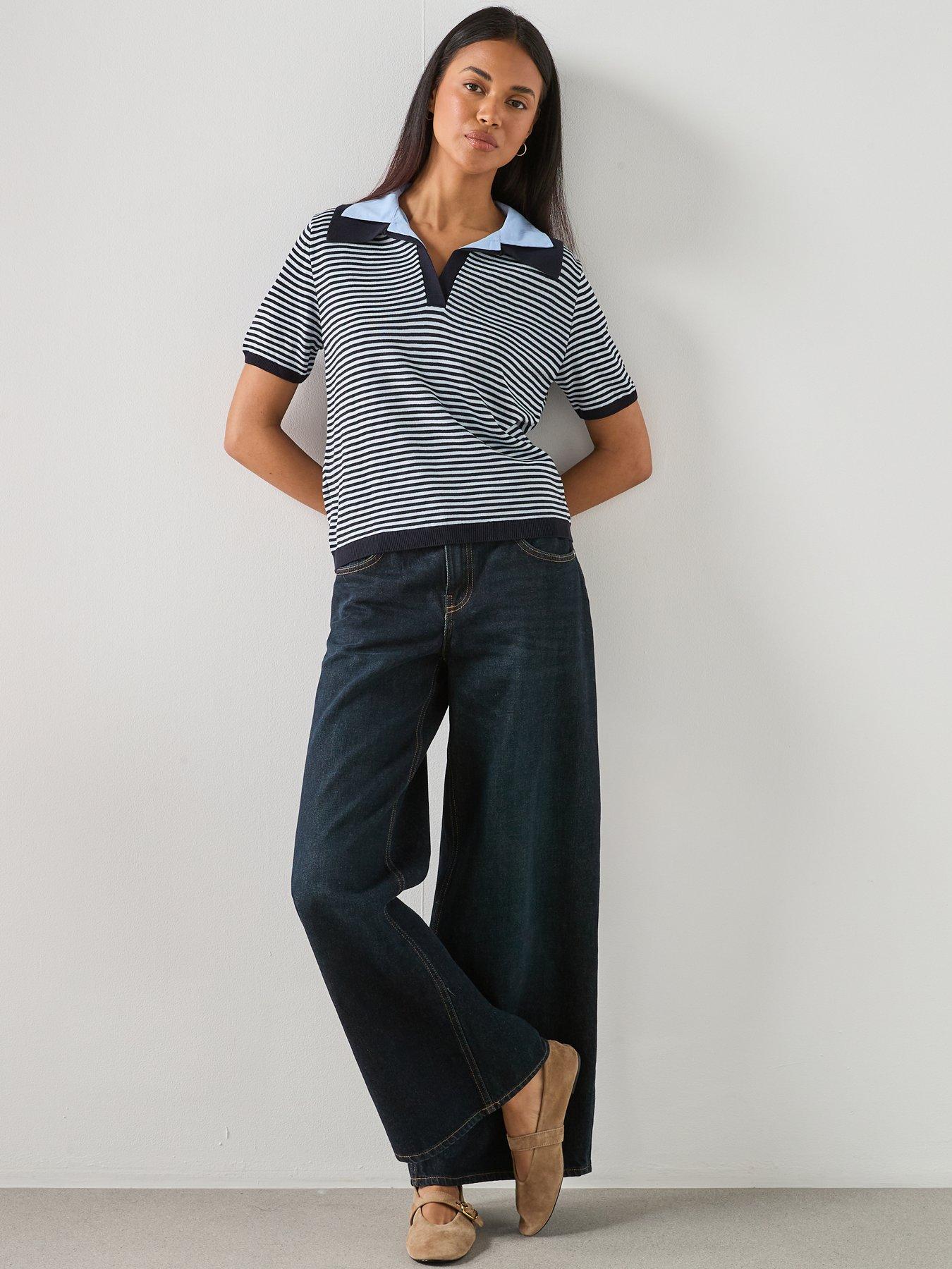  image of mango-knitted-jumper-with-combined-collar-blue