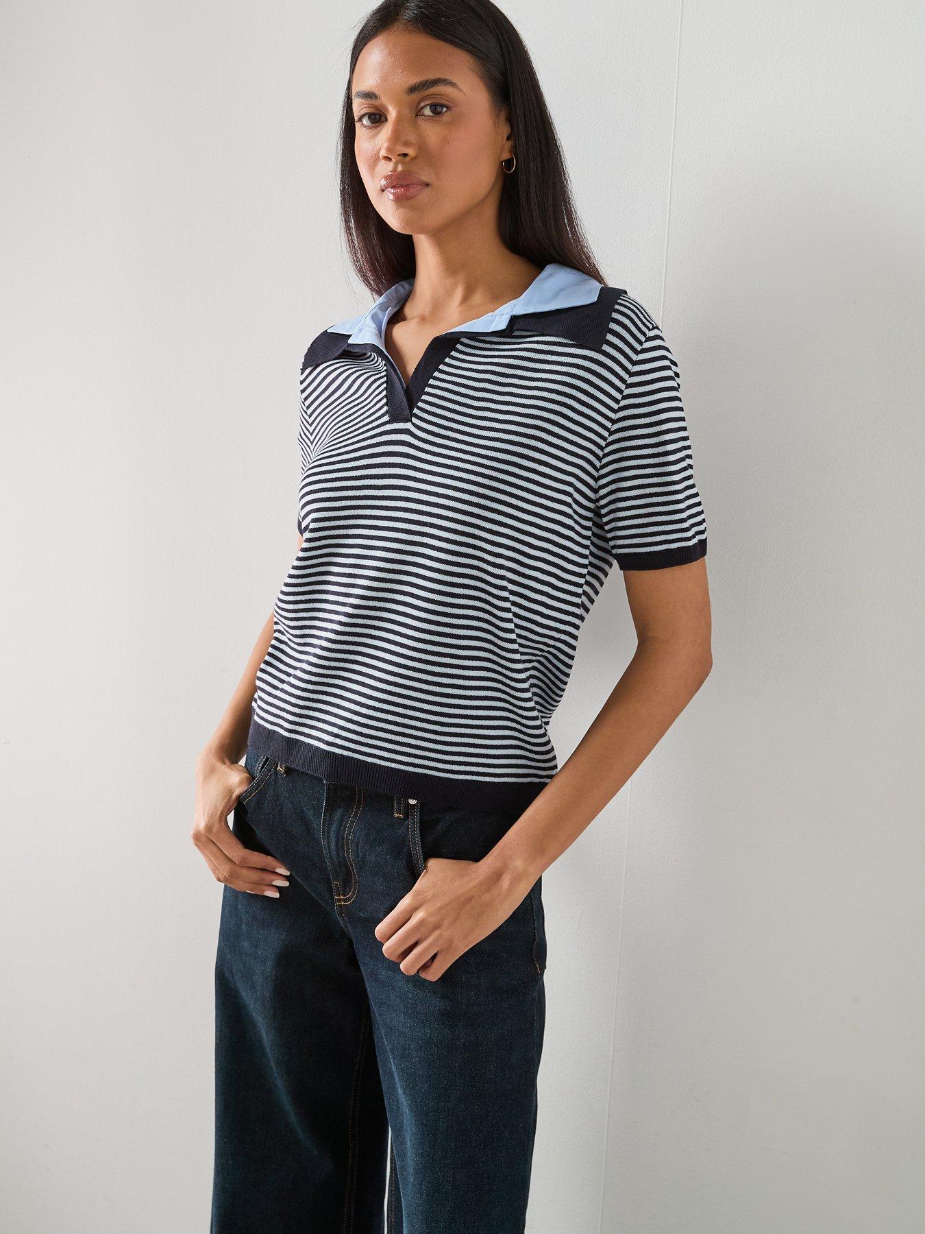  image of mango-knitted-jumper-with-combined-collar-blue
