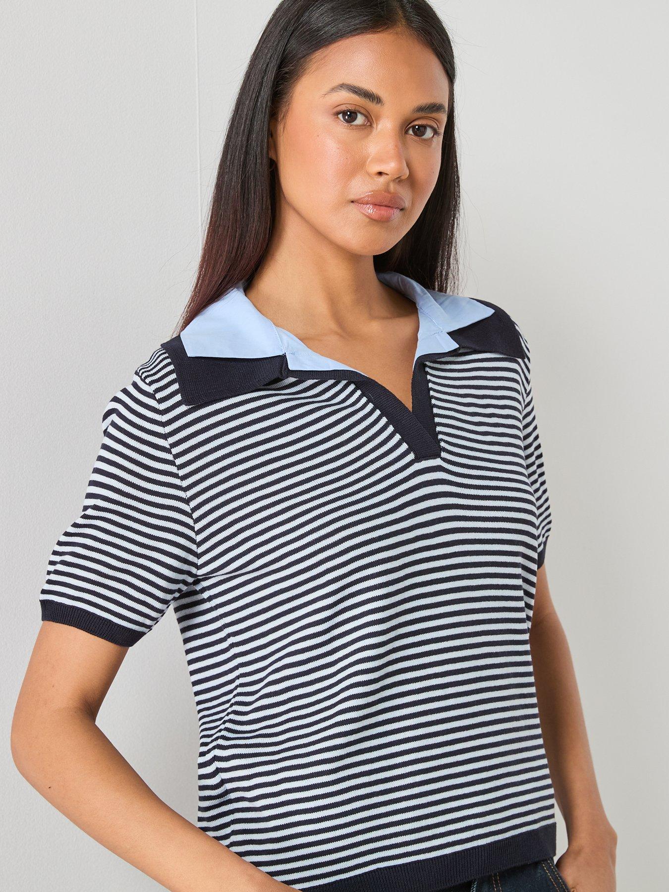  image of mango-knitted-jumper-with-combined-collar-blue