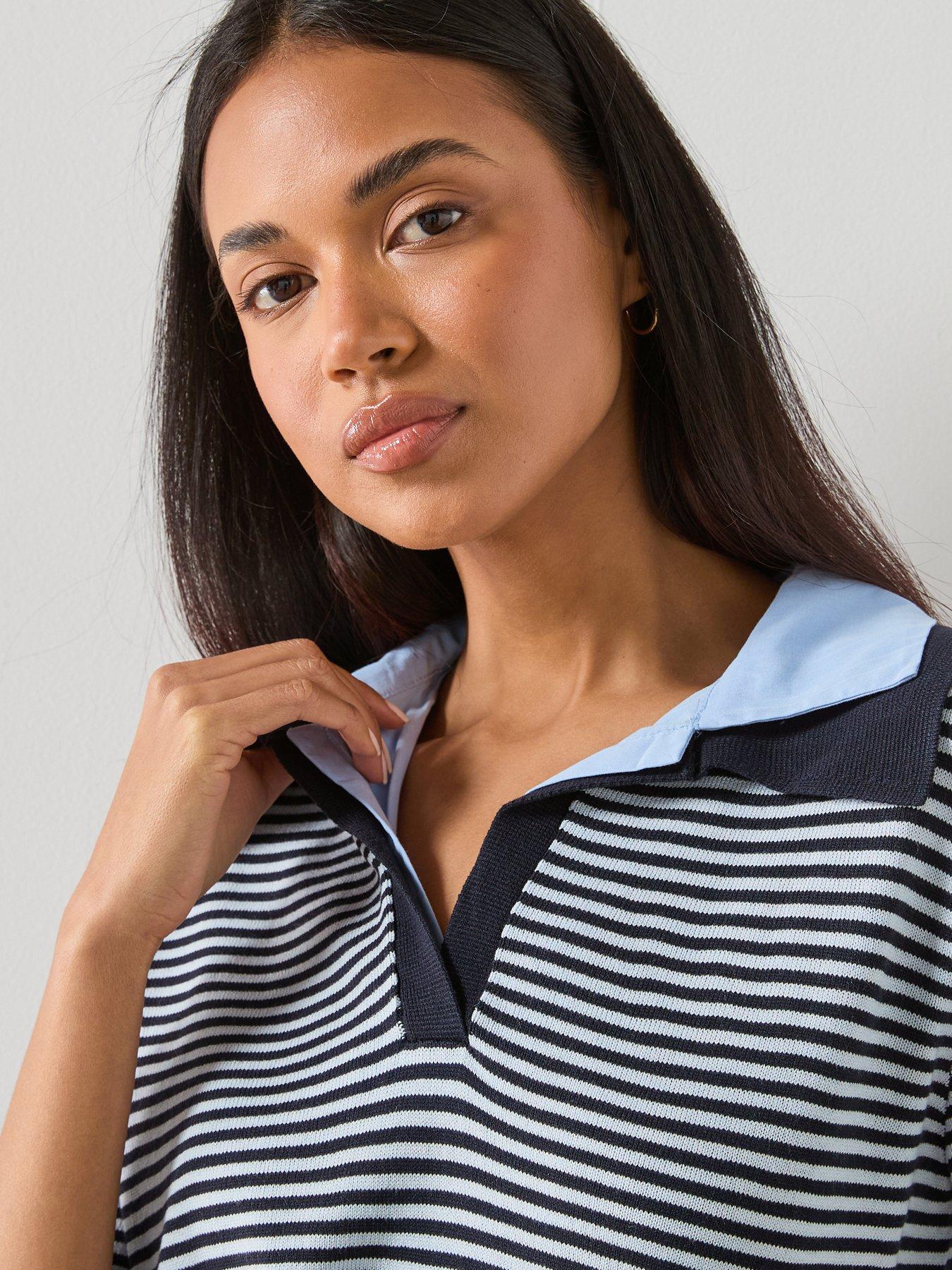  image of mango-knitted-jumper-with-combined-collar-blue