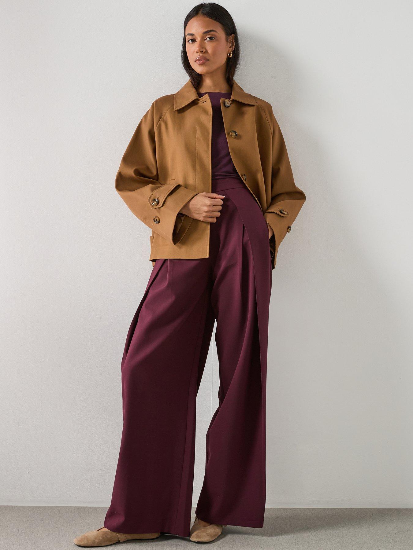 Image 3 of 6 of Mango Oversized Short Trench Jacket- Brown