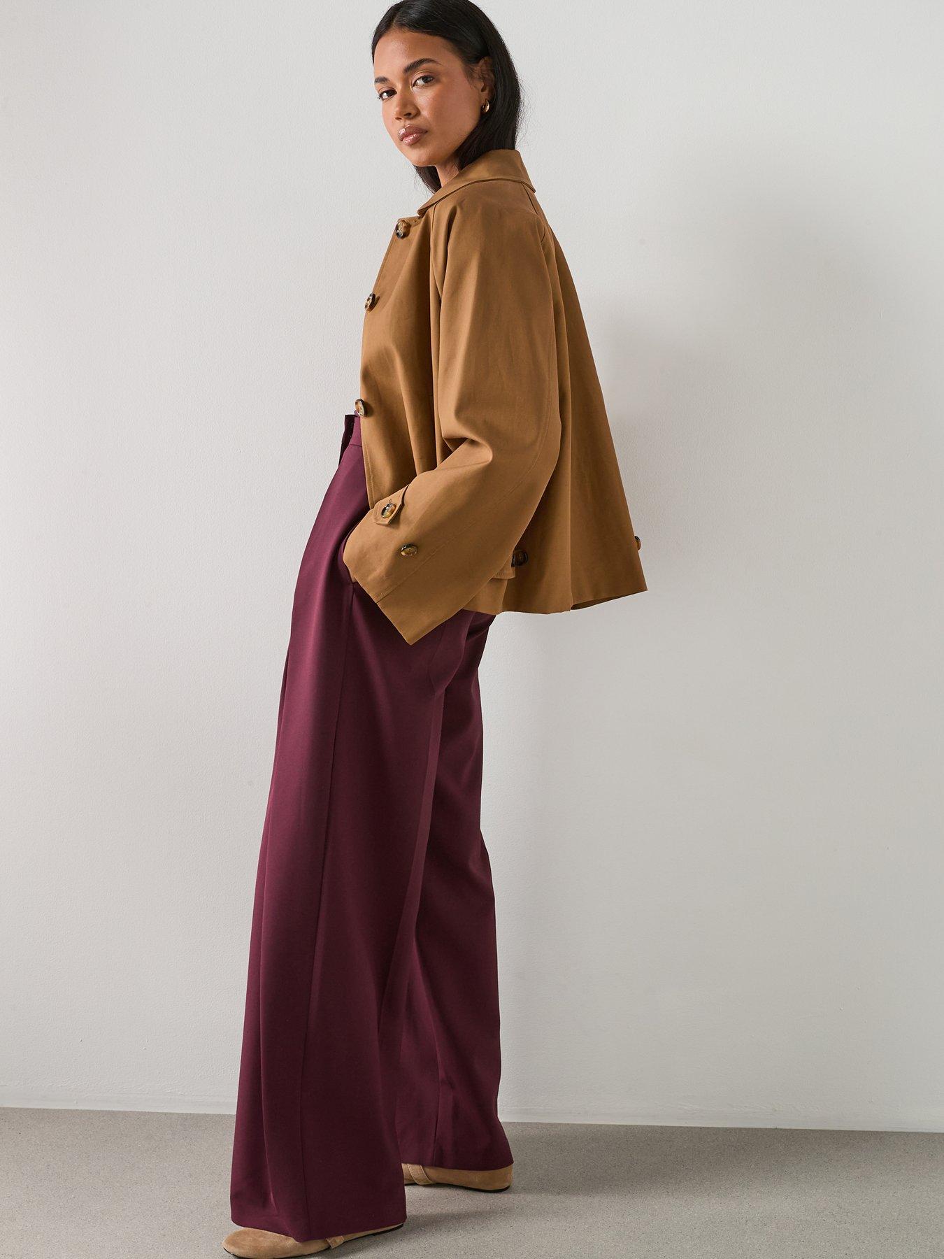 Image 4 of 6 of Mango Oversized Short Trench Jacket- Brown