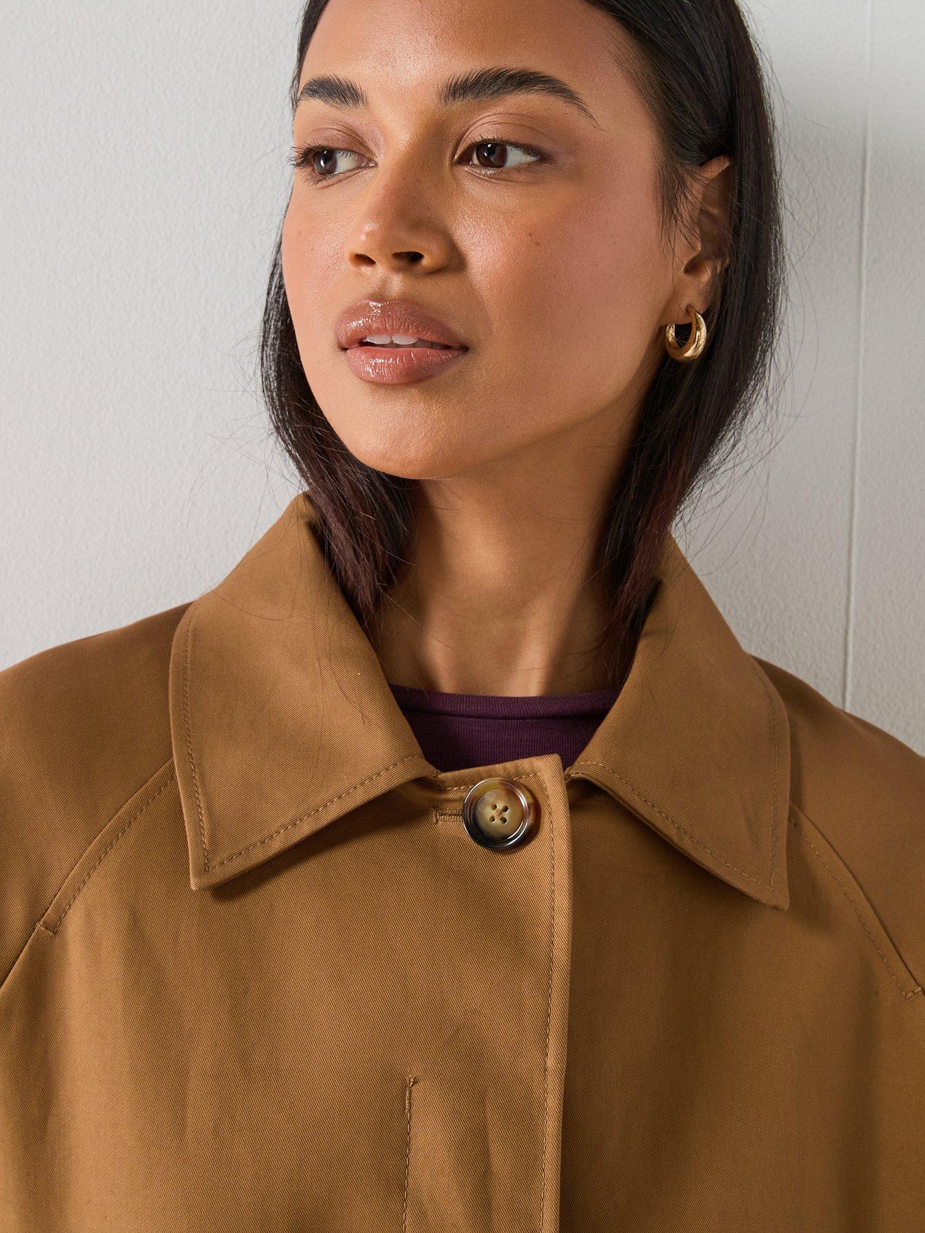 image of mango-oversized-short-trench-jacket--brown
