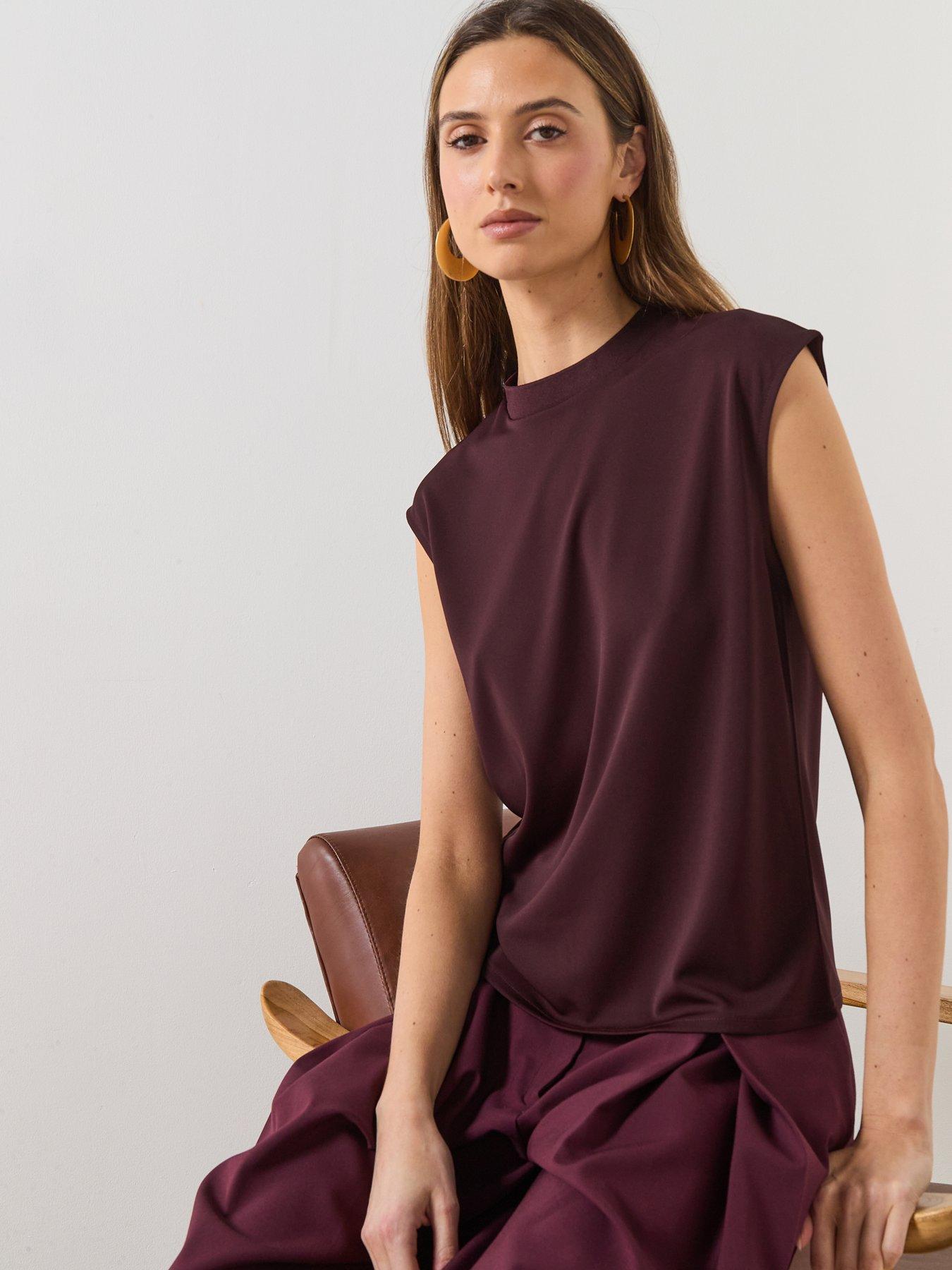  image of mango-fine-knit-mock-neck-top-red