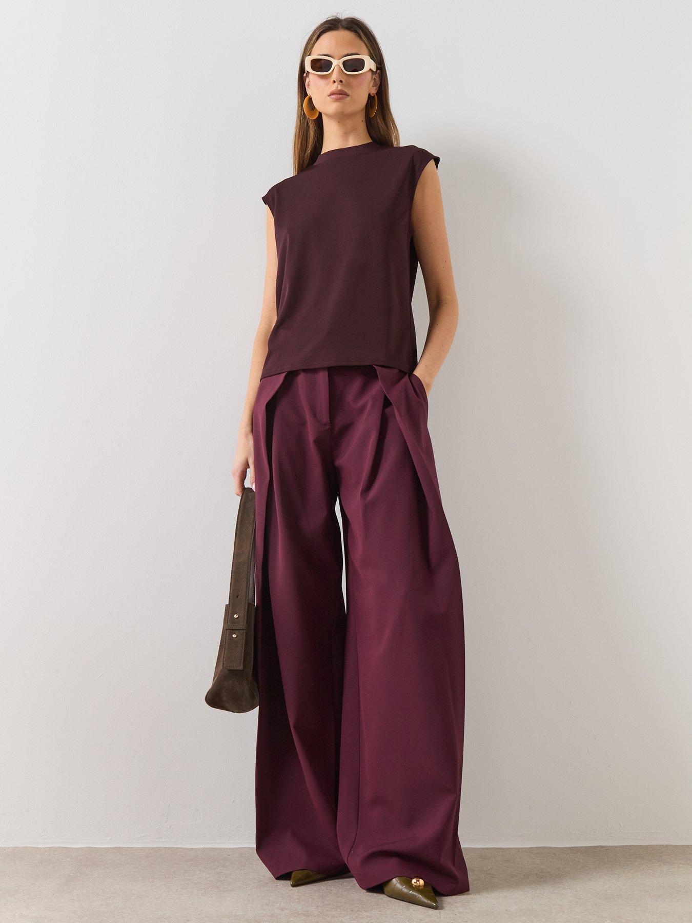  image of mango-fine-knit-mock-neck-top-red