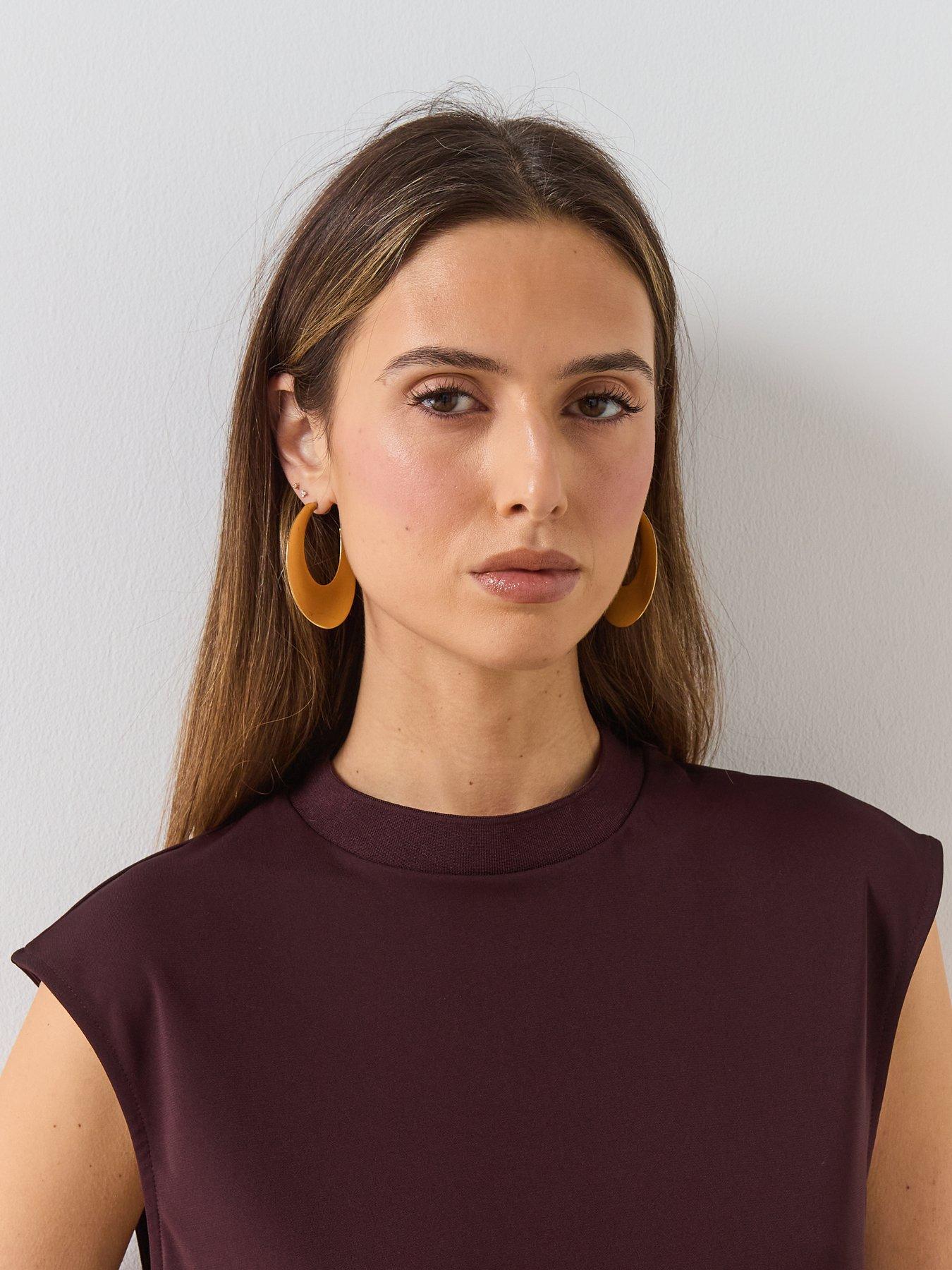  image of mango-fine-knit-mock-neck-top-red