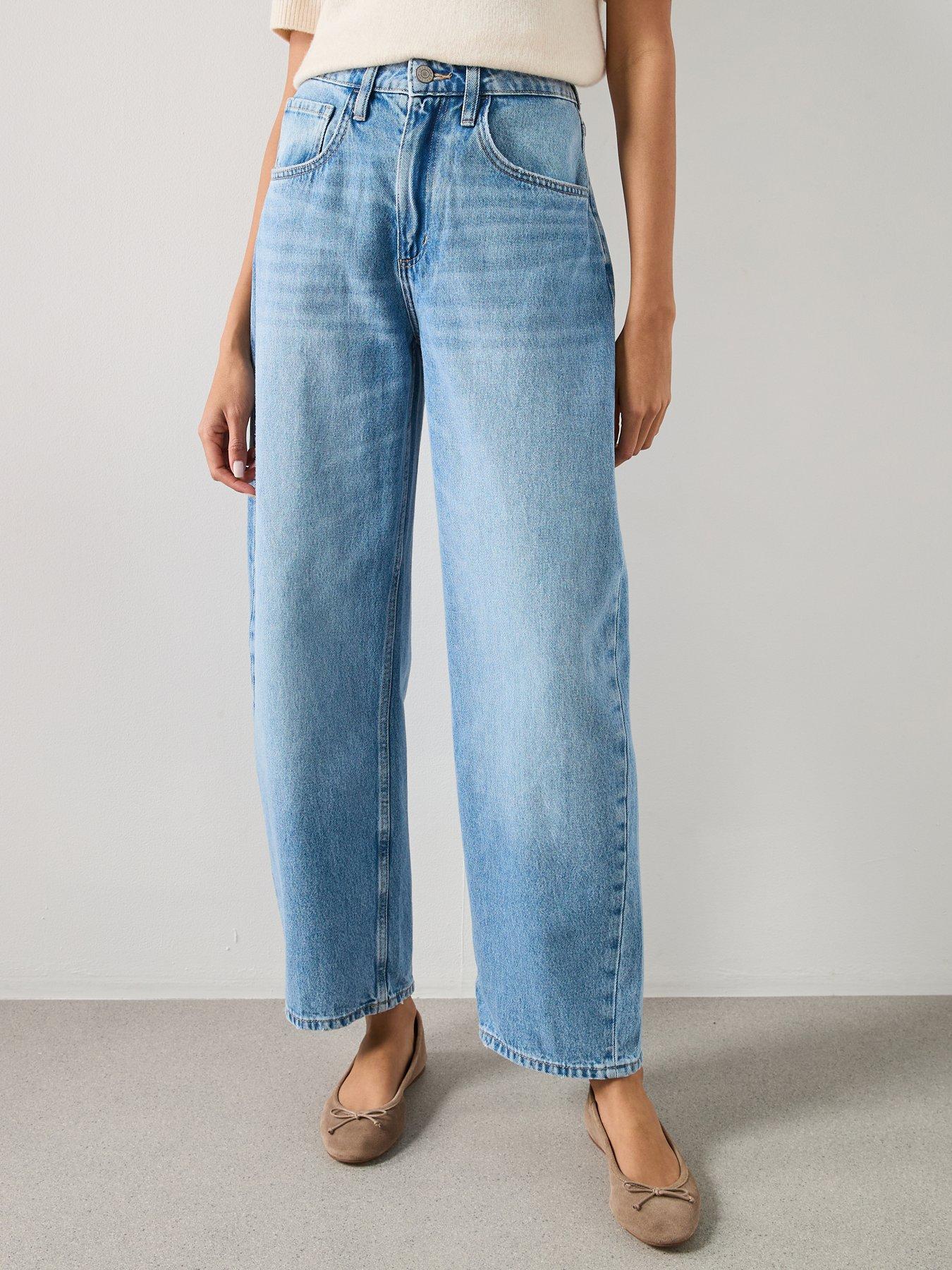 Mango High-waisted Barrel Jeans - Blue