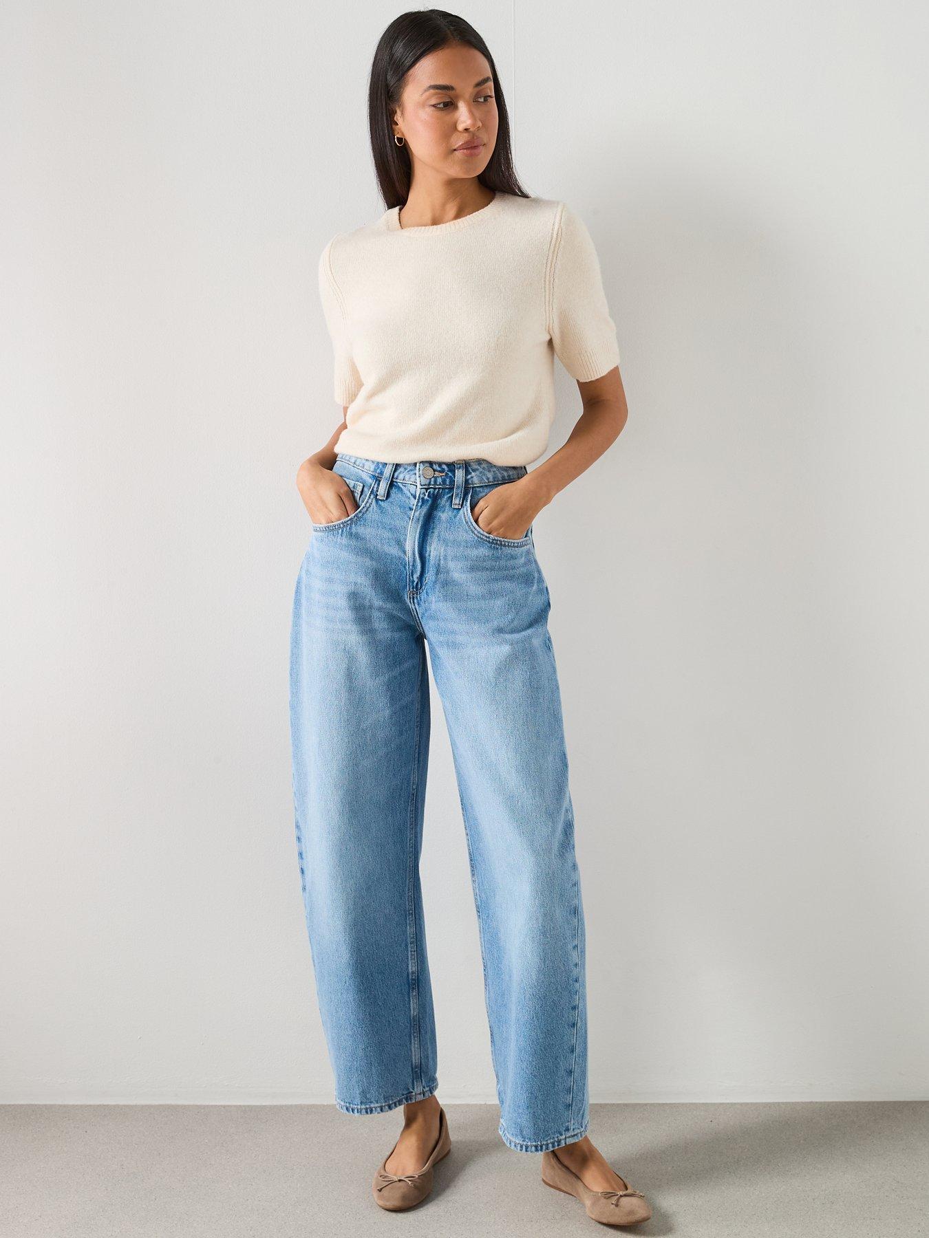 Image 6 of 6 of Mango High-waisted Barrel Jeans - Blue