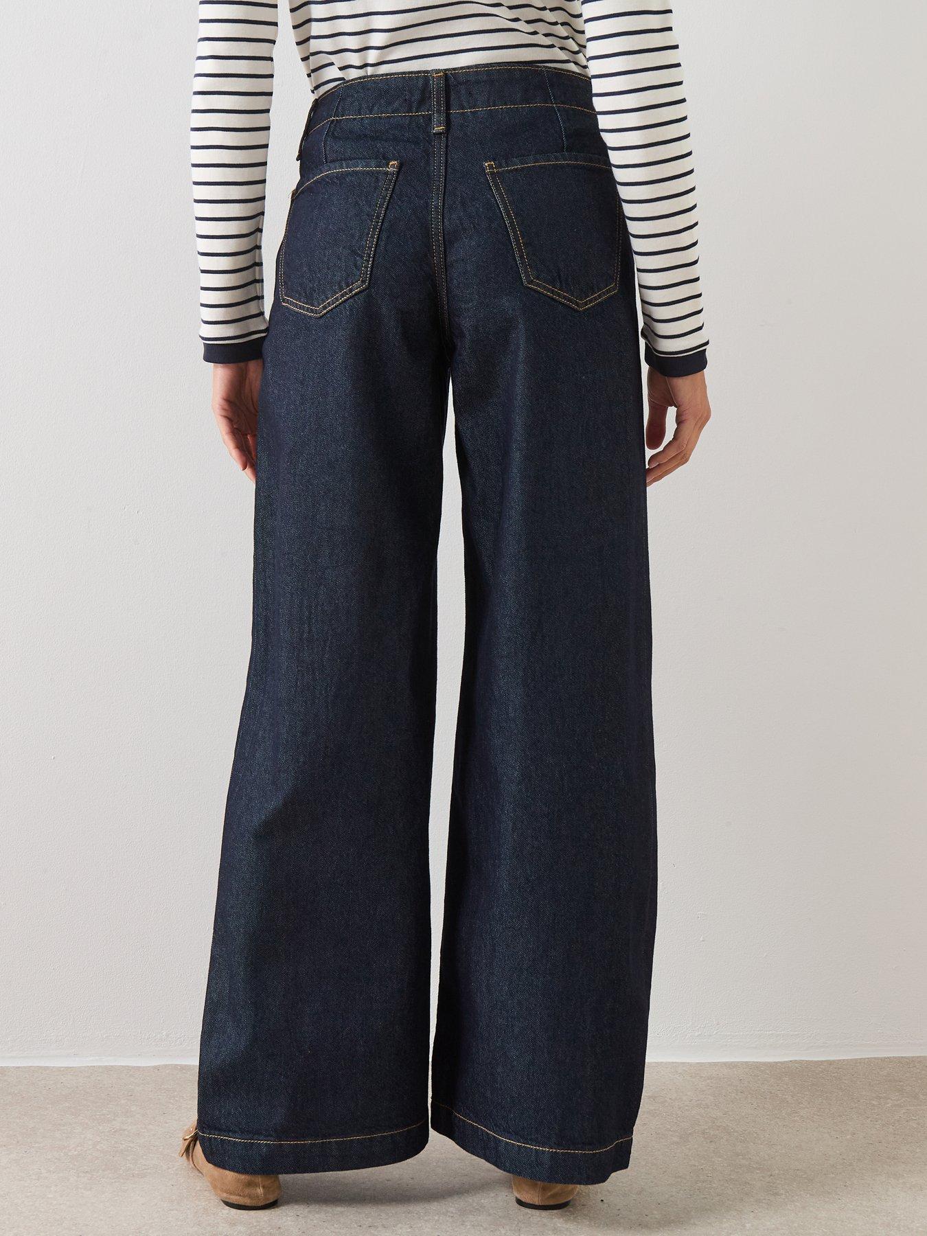Image 2 of 6 of Mango High Waisted Wide Leg Jeans - Blue