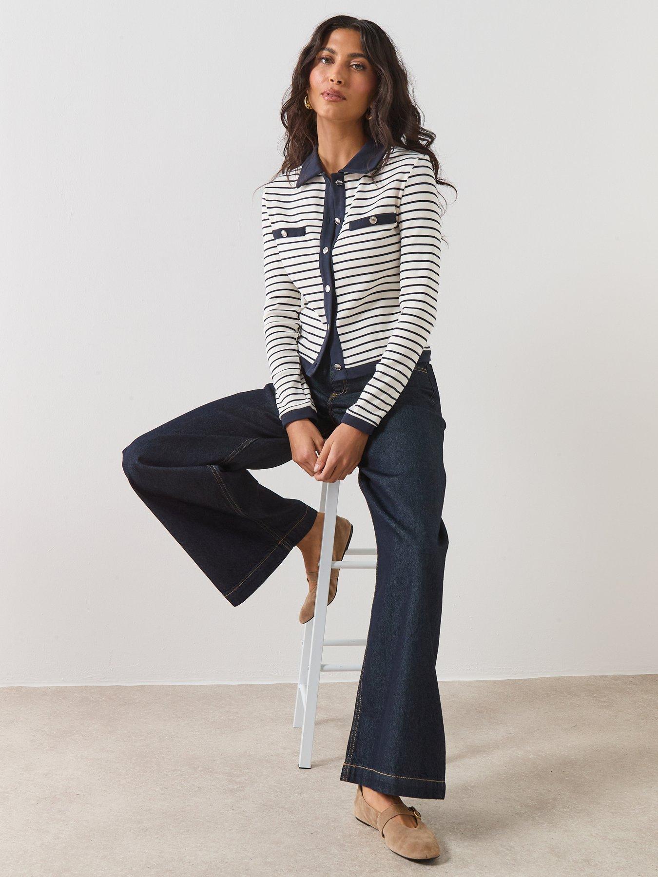 Image 3 of 6 of Mango High Waisted Wide Leg Jeans - Blue