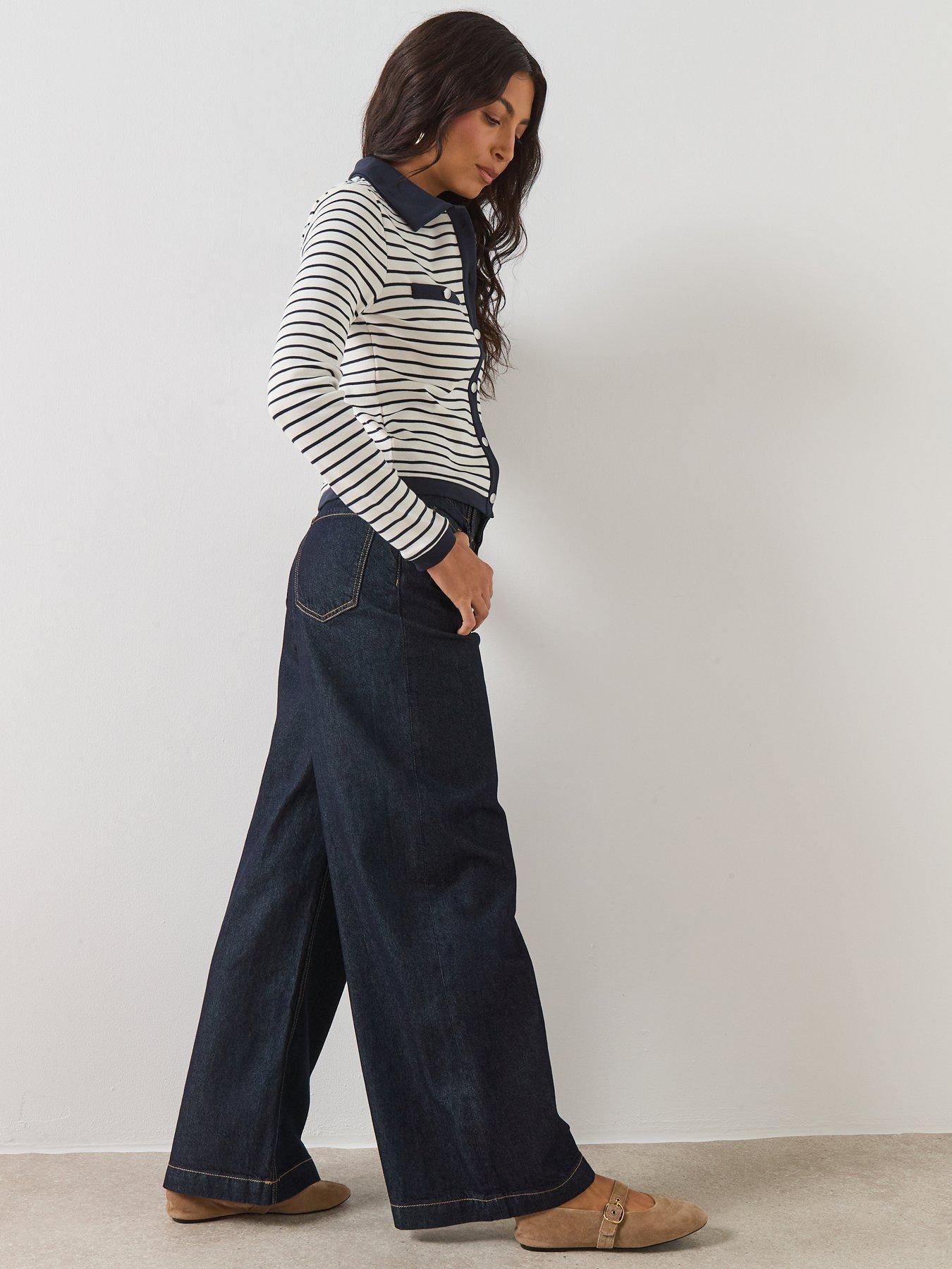 Image 4 of 6 of Mango High Waisted Wide Leg Jeans - Blue