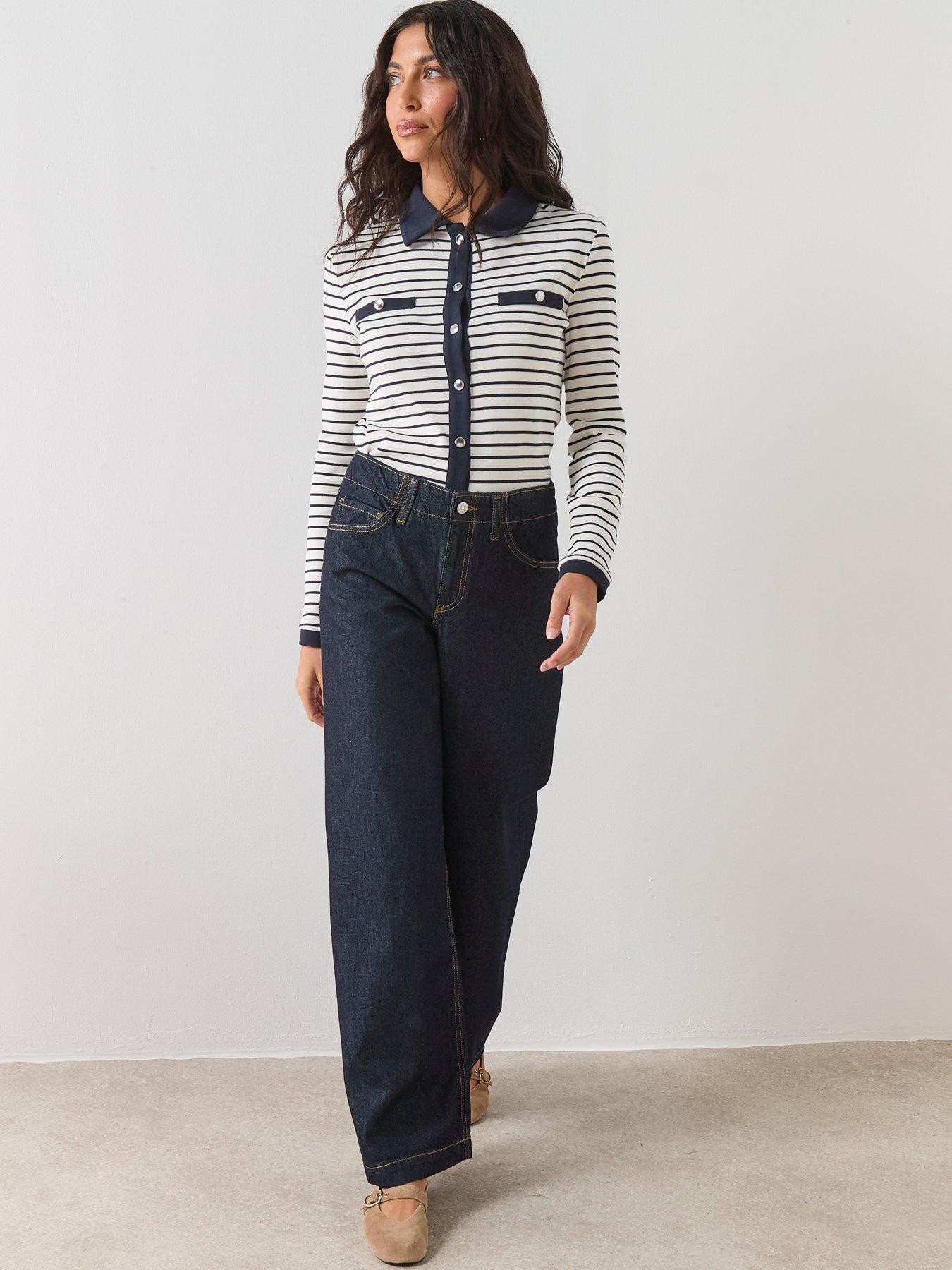 Image 5 of 6 of Mango High Waisted Wide Leg Jeans - Blue