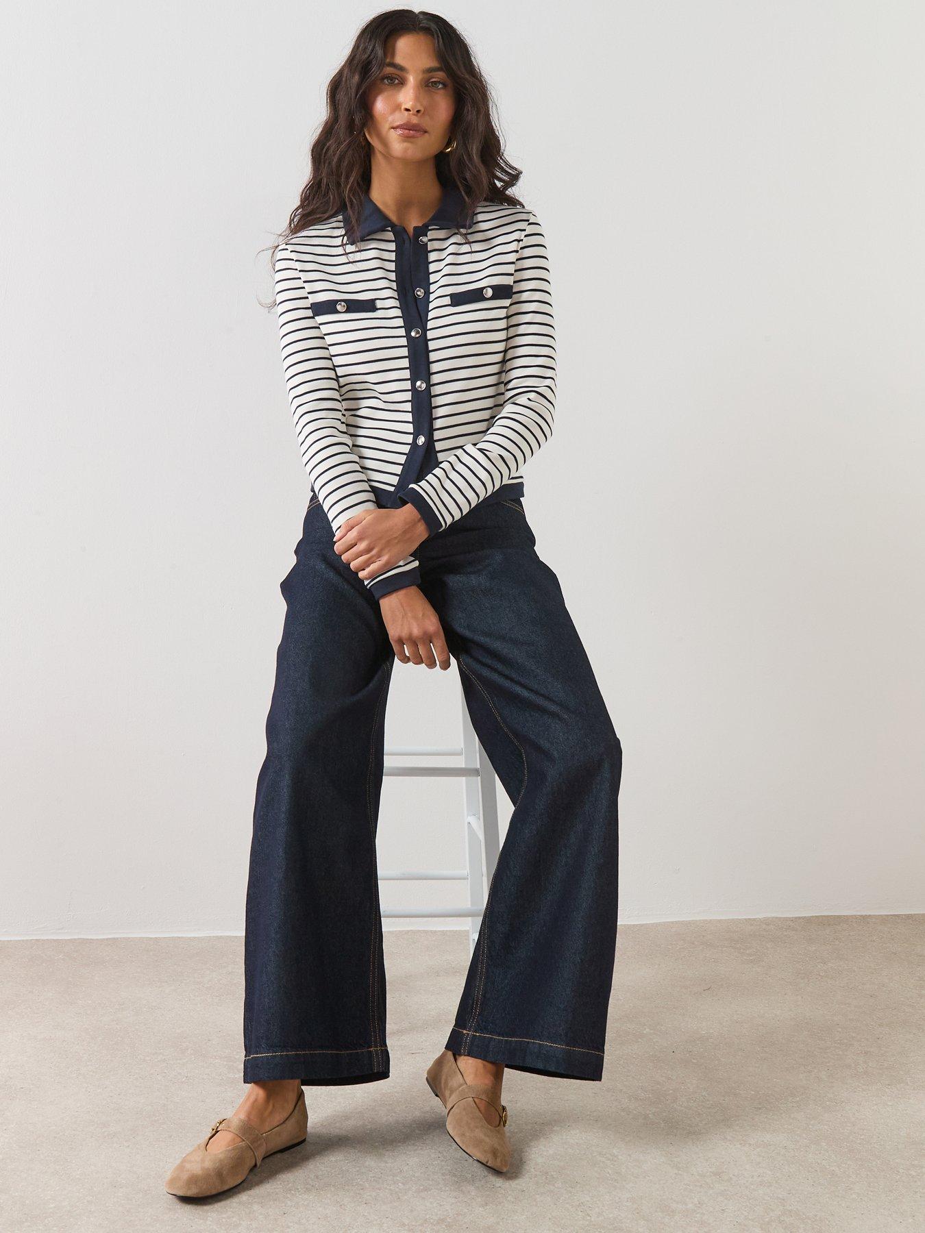 Image 6 of 6 of Mango High Waisted Wide Leg Jeans - Blue