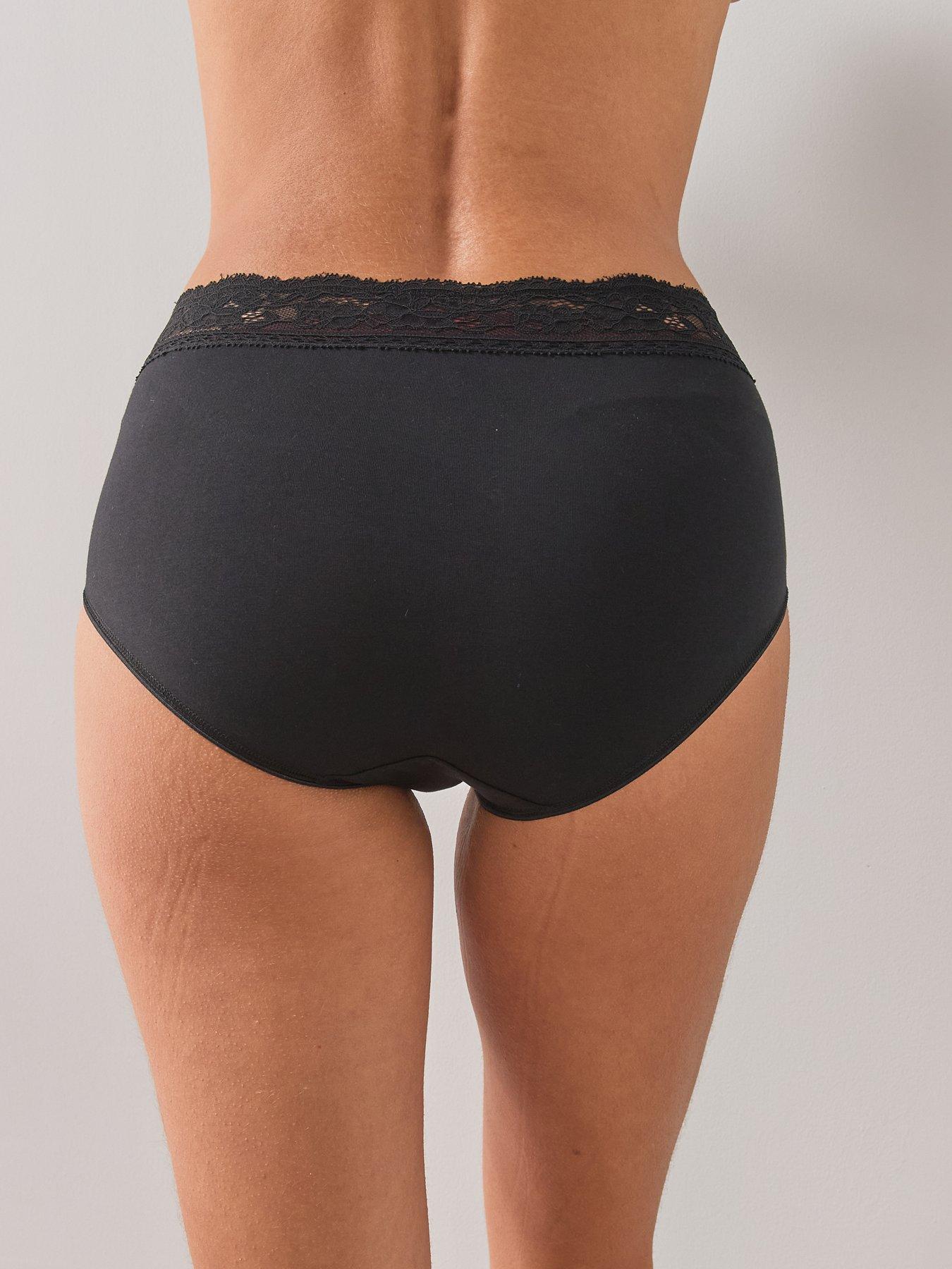 Image 3 of 5 of The Very Collection 5 Pack Cotton Lace Trim High Waist Briefs - Black