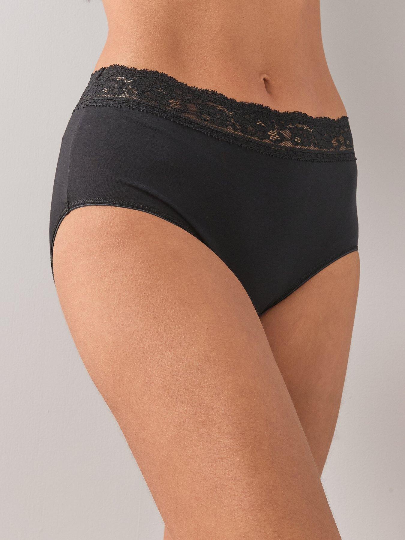 Image 5 of 5 of The Very Collection 5 Pack Cotton Lace Trim High Waist Briefs - Black