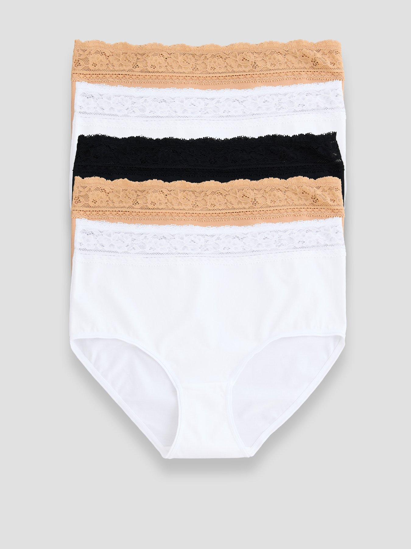 The Very Collection 5 Pack Cotton Lace Trim High Waist Briefs - Multi