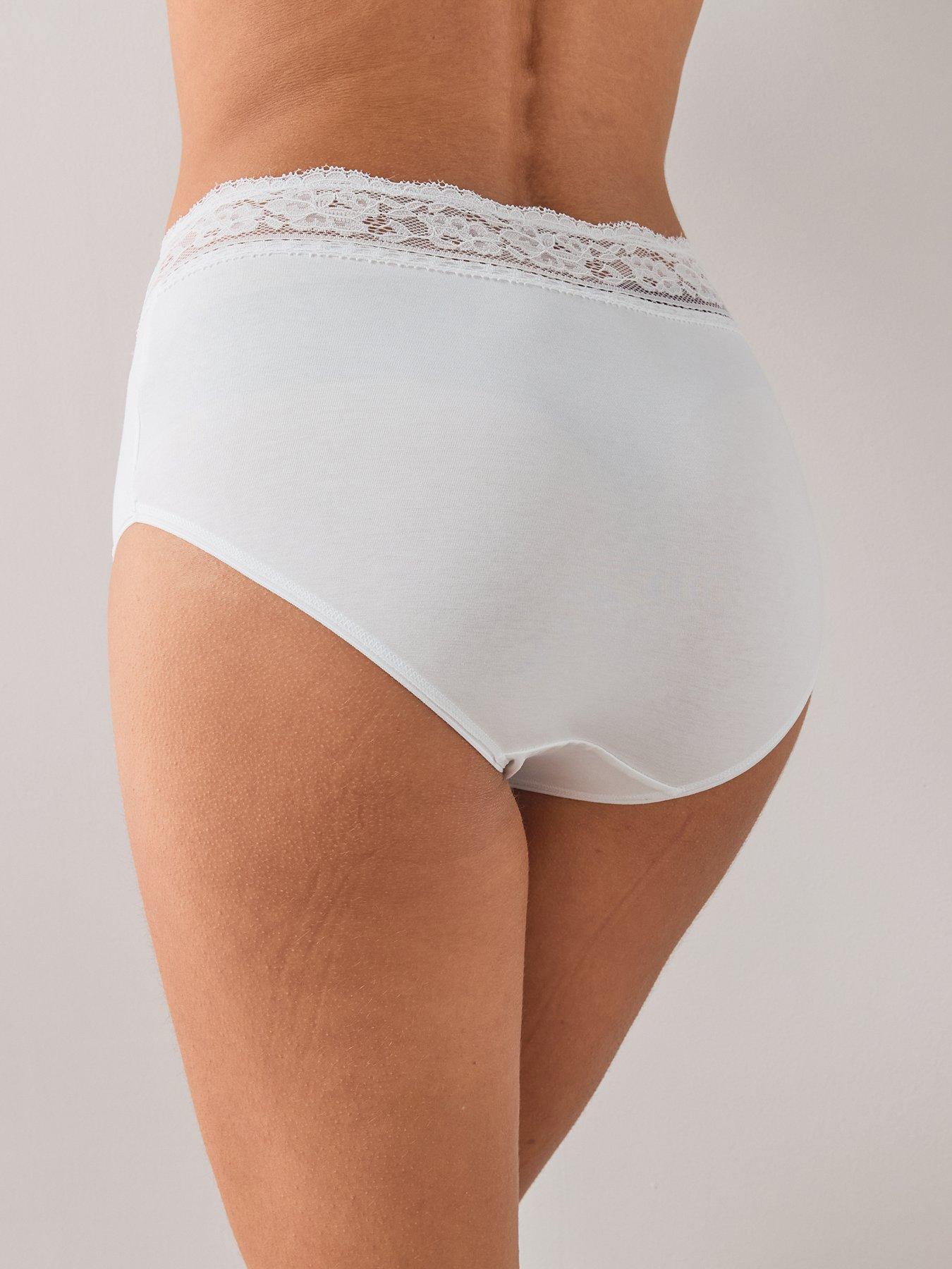 Image 3 of 5 of The Very Collection 5 Pack Cotton Lace Trim High Waist Briefs - Multi