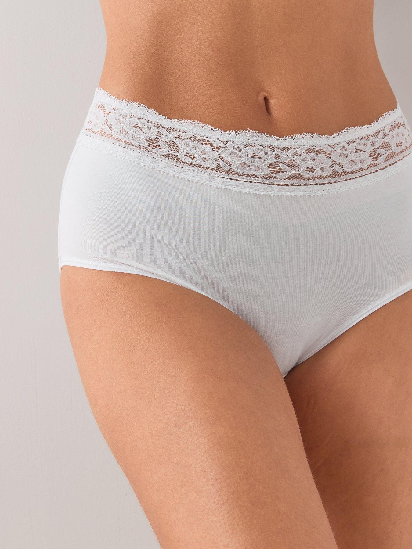 Image 5 of 5 of The Very Collection 5 Pack Cotton Lace Trim High Waist Briefs - Multi