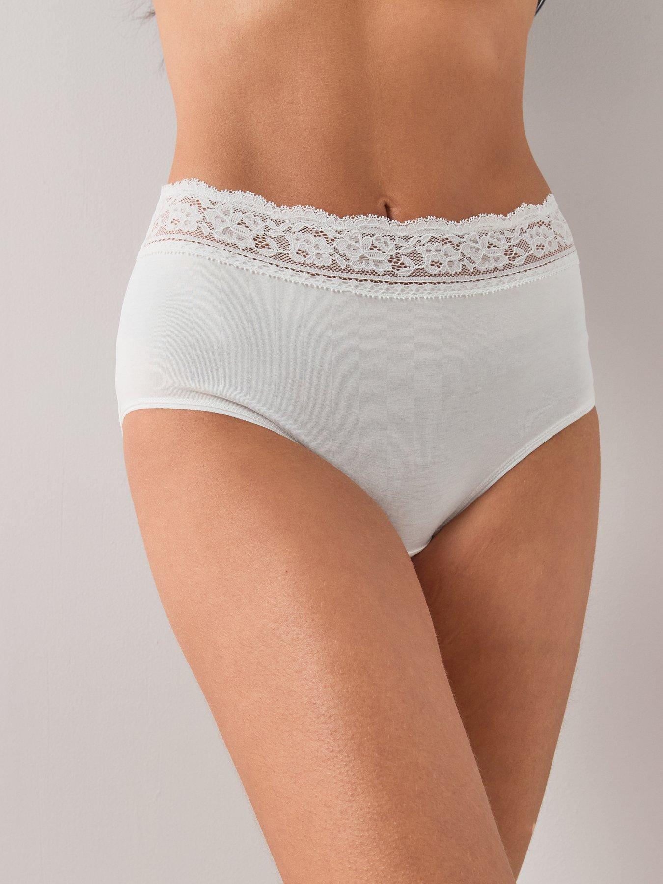 Image 5 of 5 of The Very Collection 5 Pack Cotton Lace Trim High Waist Briefs - Navy &amp; Cream