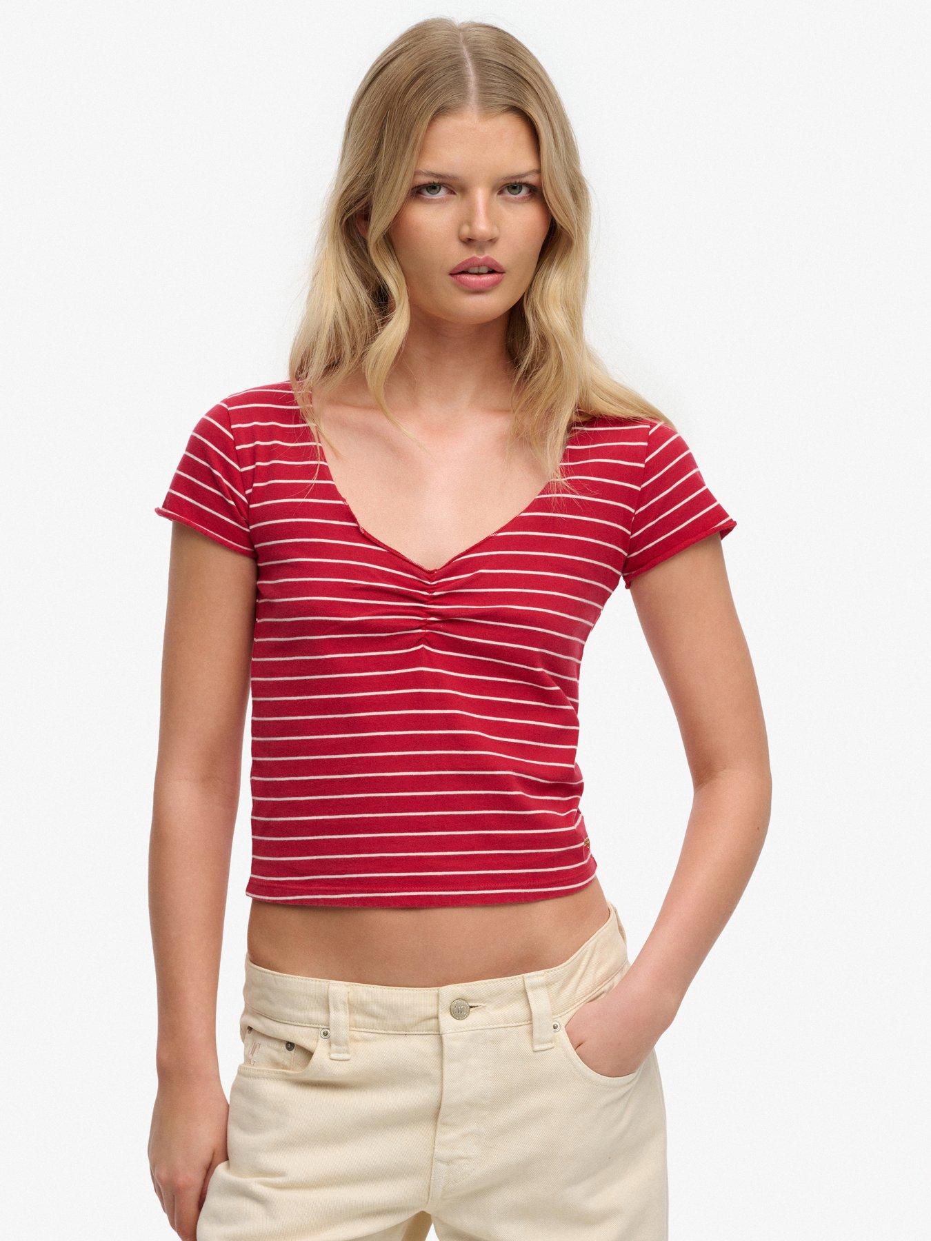 front image of superdry-athletic-essentials-gathered-pattern-top