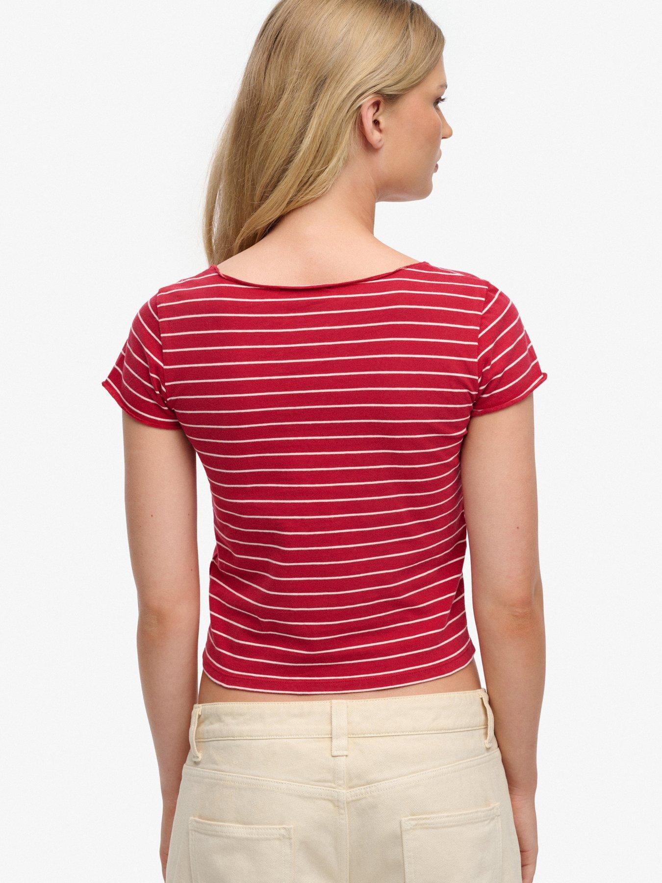 Image 2 of 5 of Superdry Ath Ess Gatherd Pattern Short Sleeve Top - Red