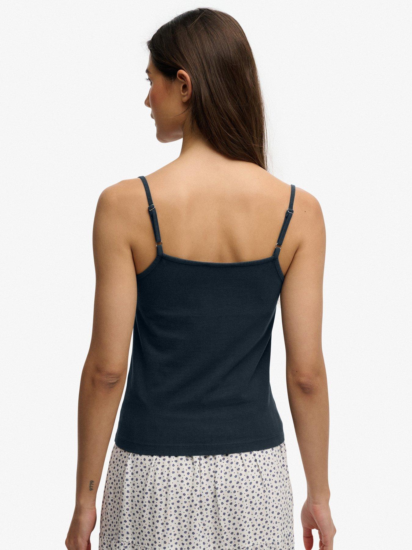 stillFront image of superdry-athletic-essentials-gathered-cami-top-blue