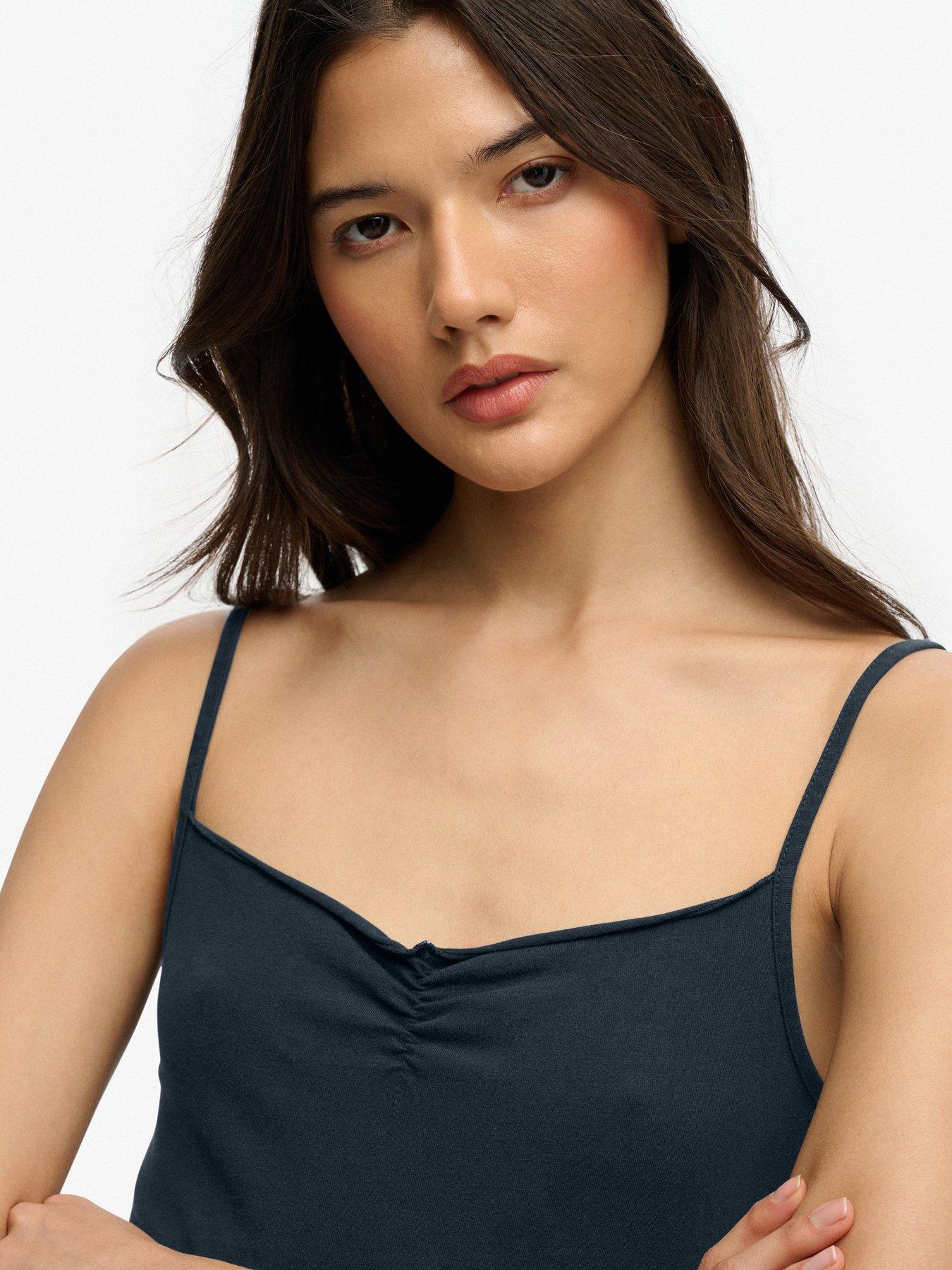  image of superdry-athletic-essentials-gathered-cami-top-blue