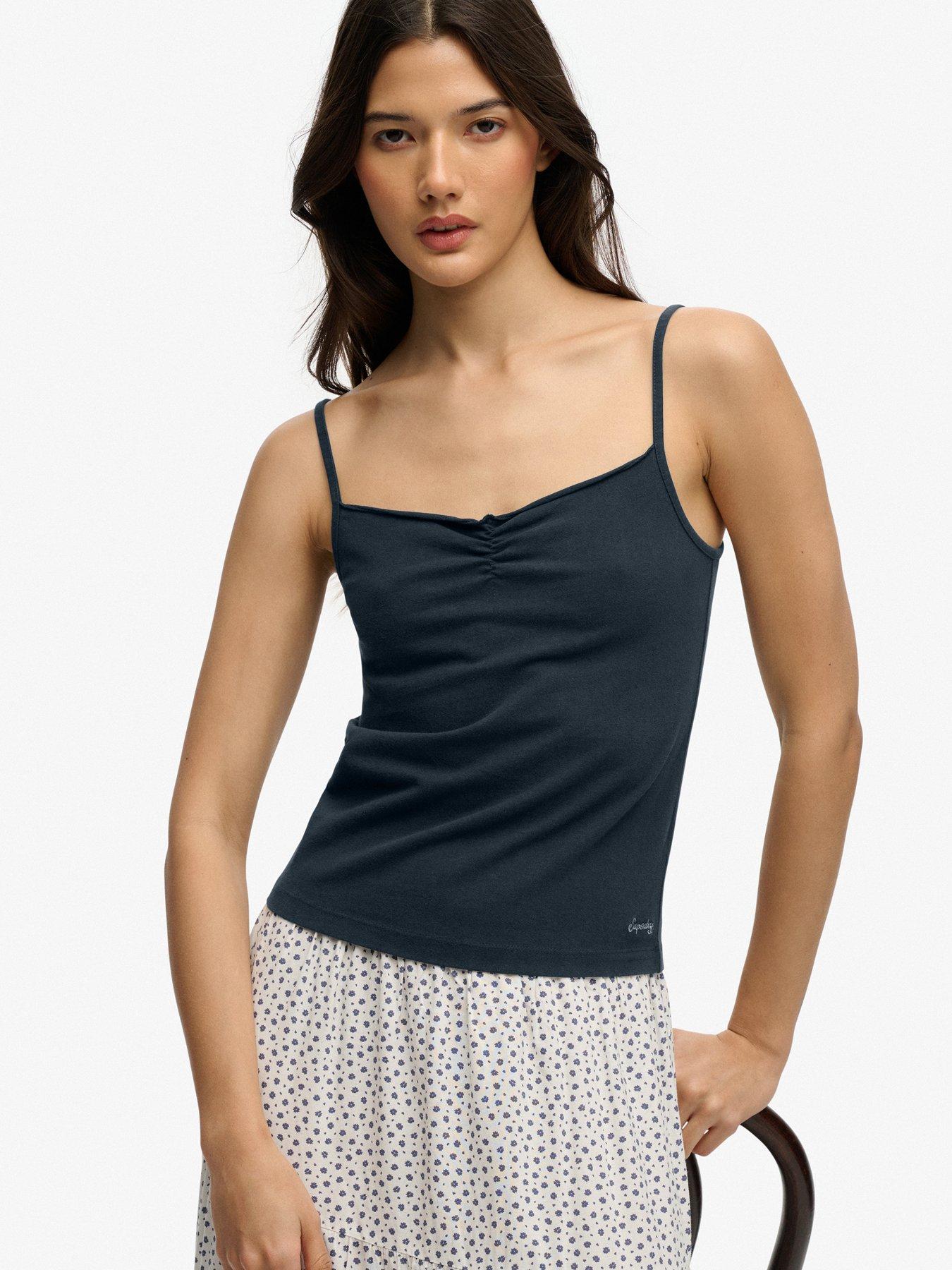  image of superdry-athletic-essentials-gathered-cami-top-blue
