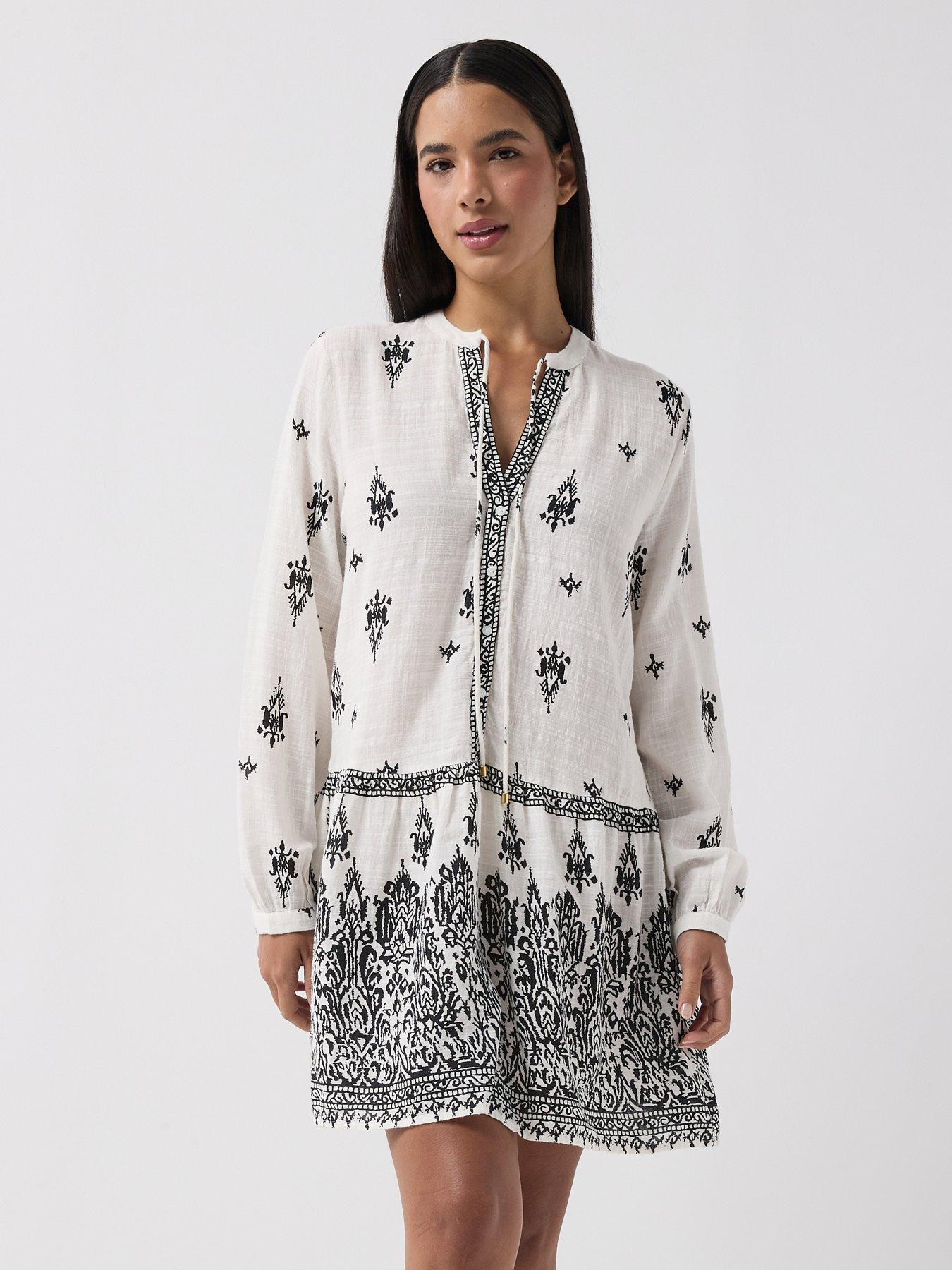 Only Onlalma L/S Short Dress Wvn Noos - White