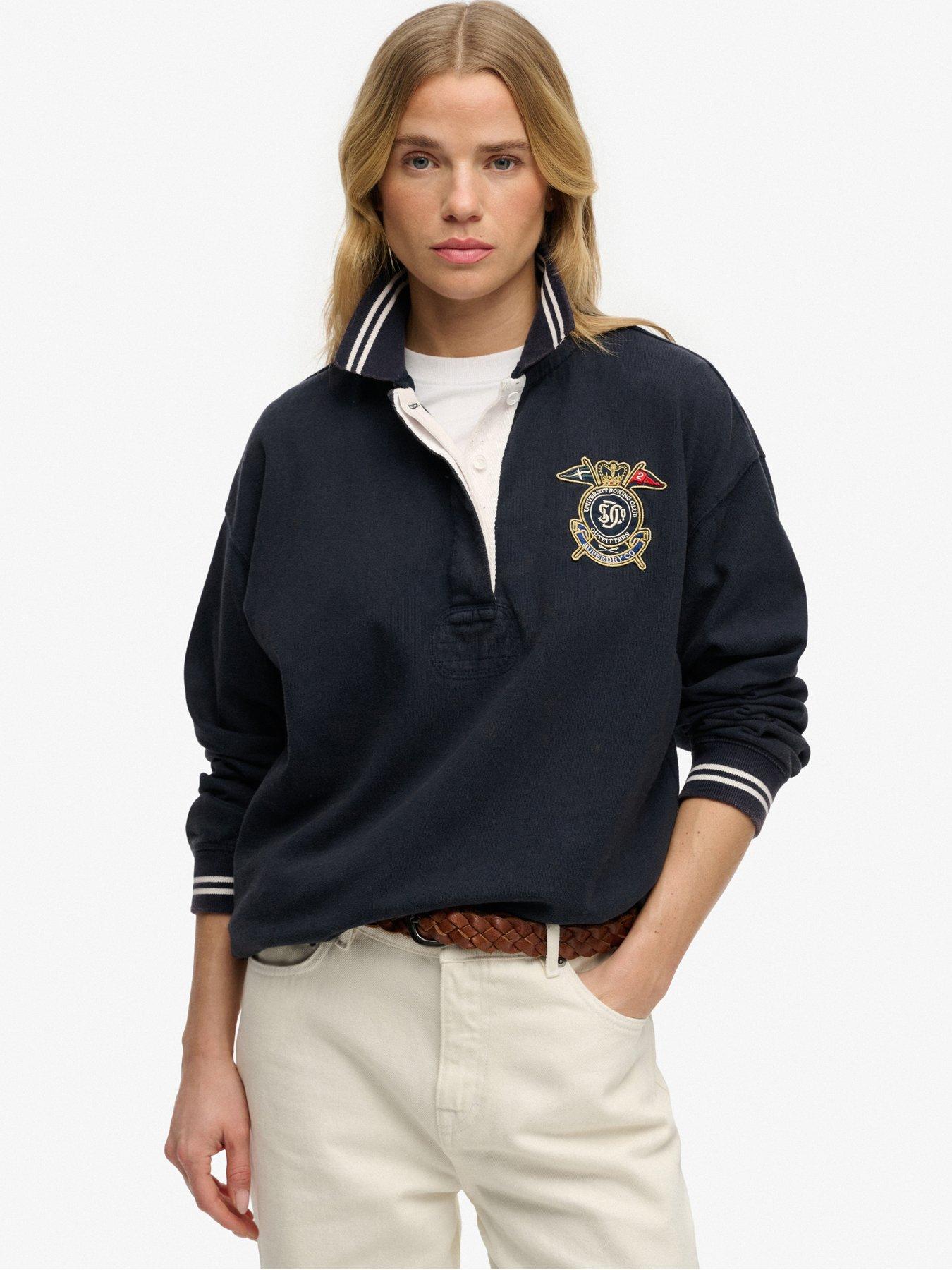 front image of superdry-crest-rugby-top-blue