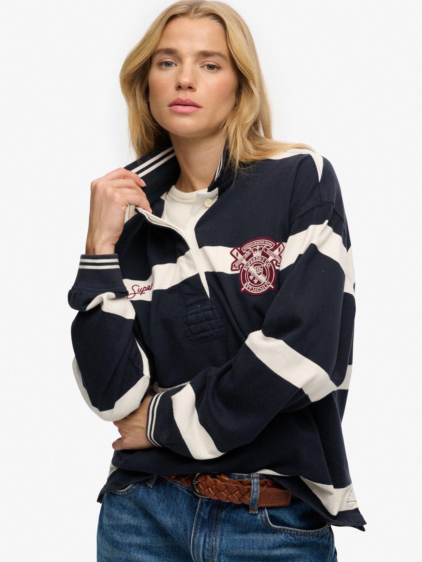  image of superdry-crest-stripe-rugby-top-blue