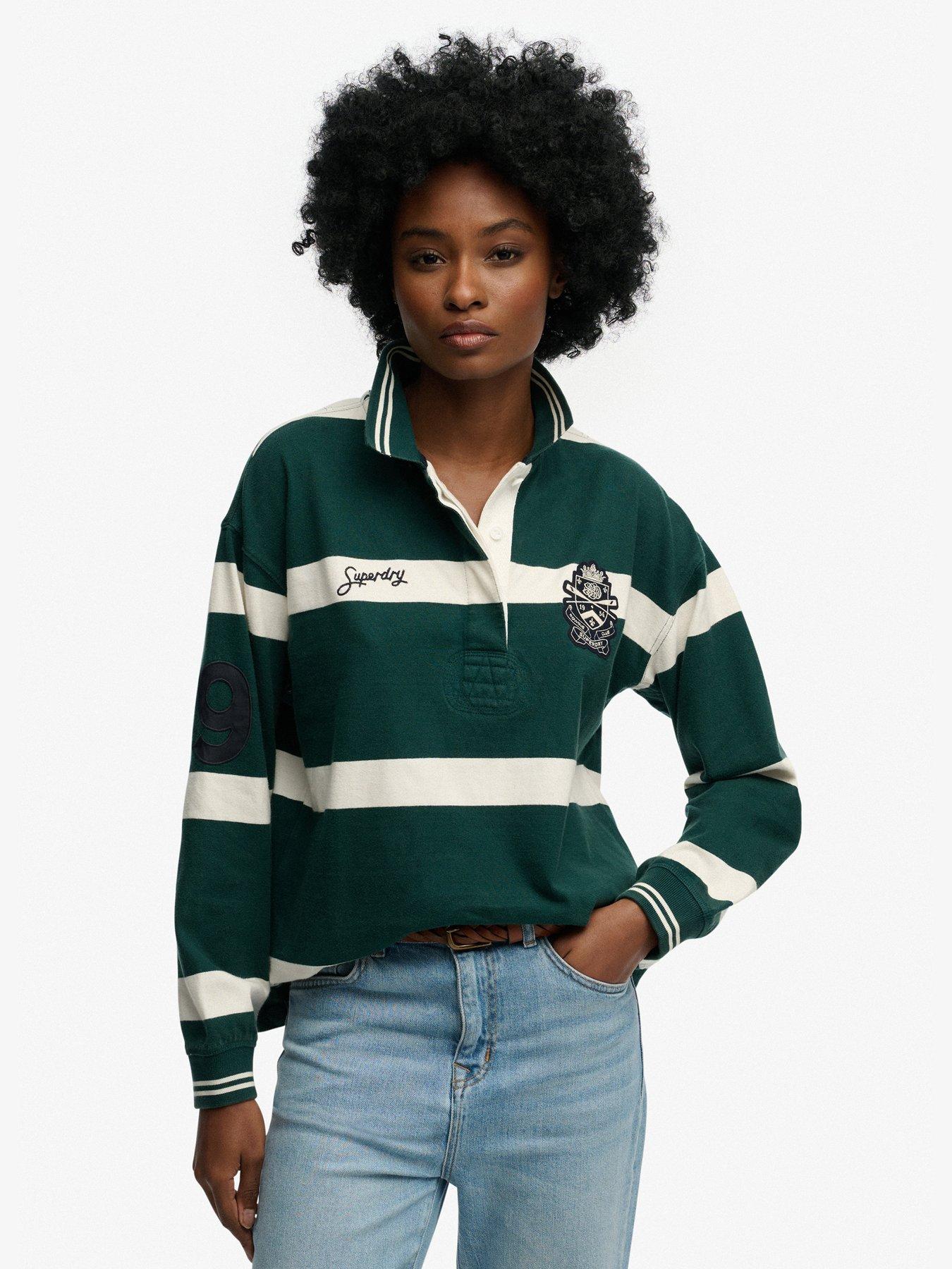 Superdry Crest Stripe Rugby Top - Green