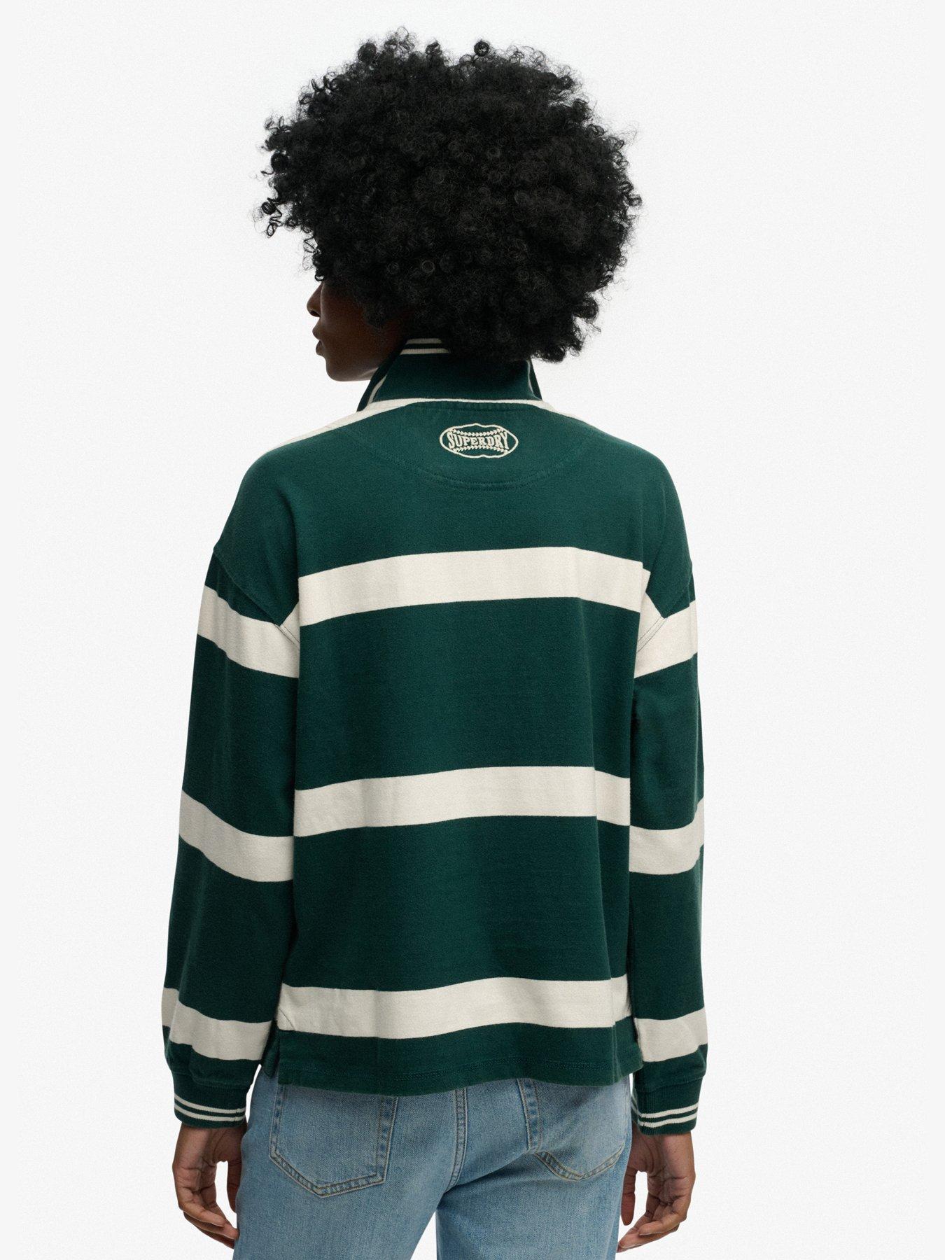  image of superdry-crest-stripe-rugby-top-green