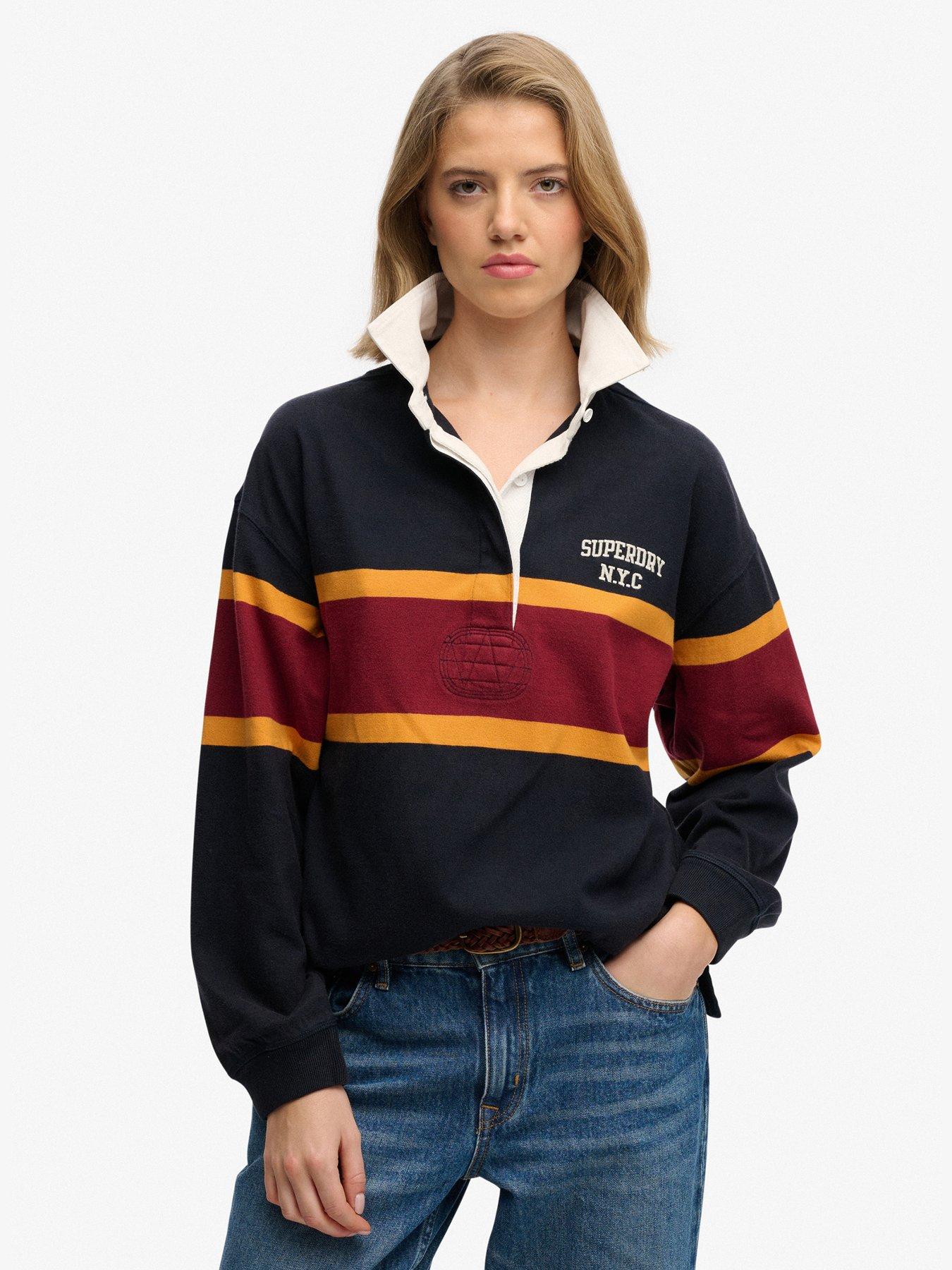 Image 1 of 5 of Superdry Heritage Stripe Rugby Top - Blue