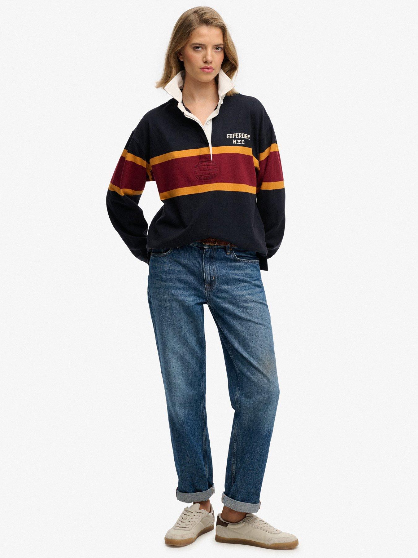 Image 3 of 5 of Superdry Heritage Stripe Rugby Top - Blue