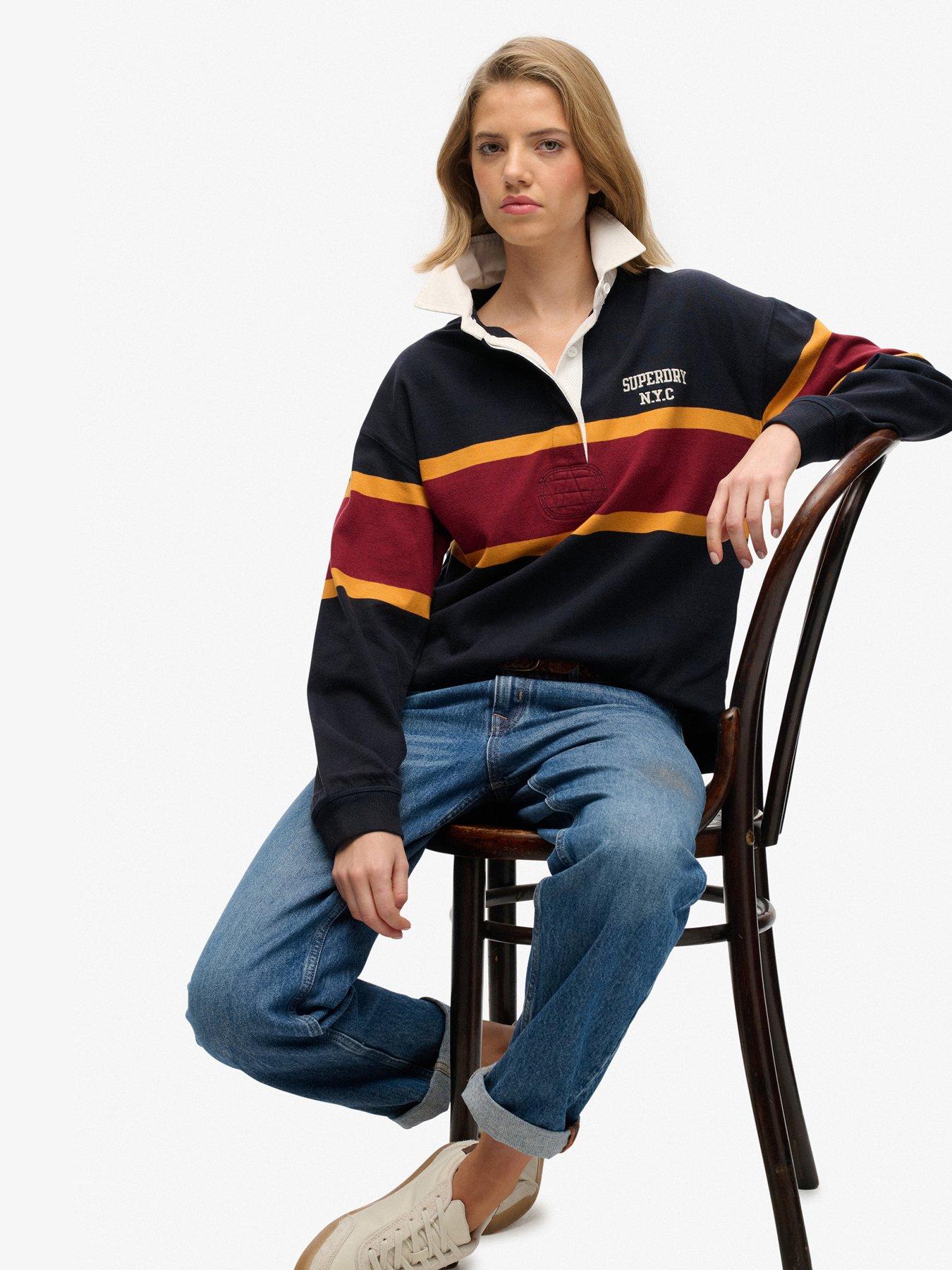 Image 4 of 5 of Superdry Heritage Stripe Rugby Top - Blue