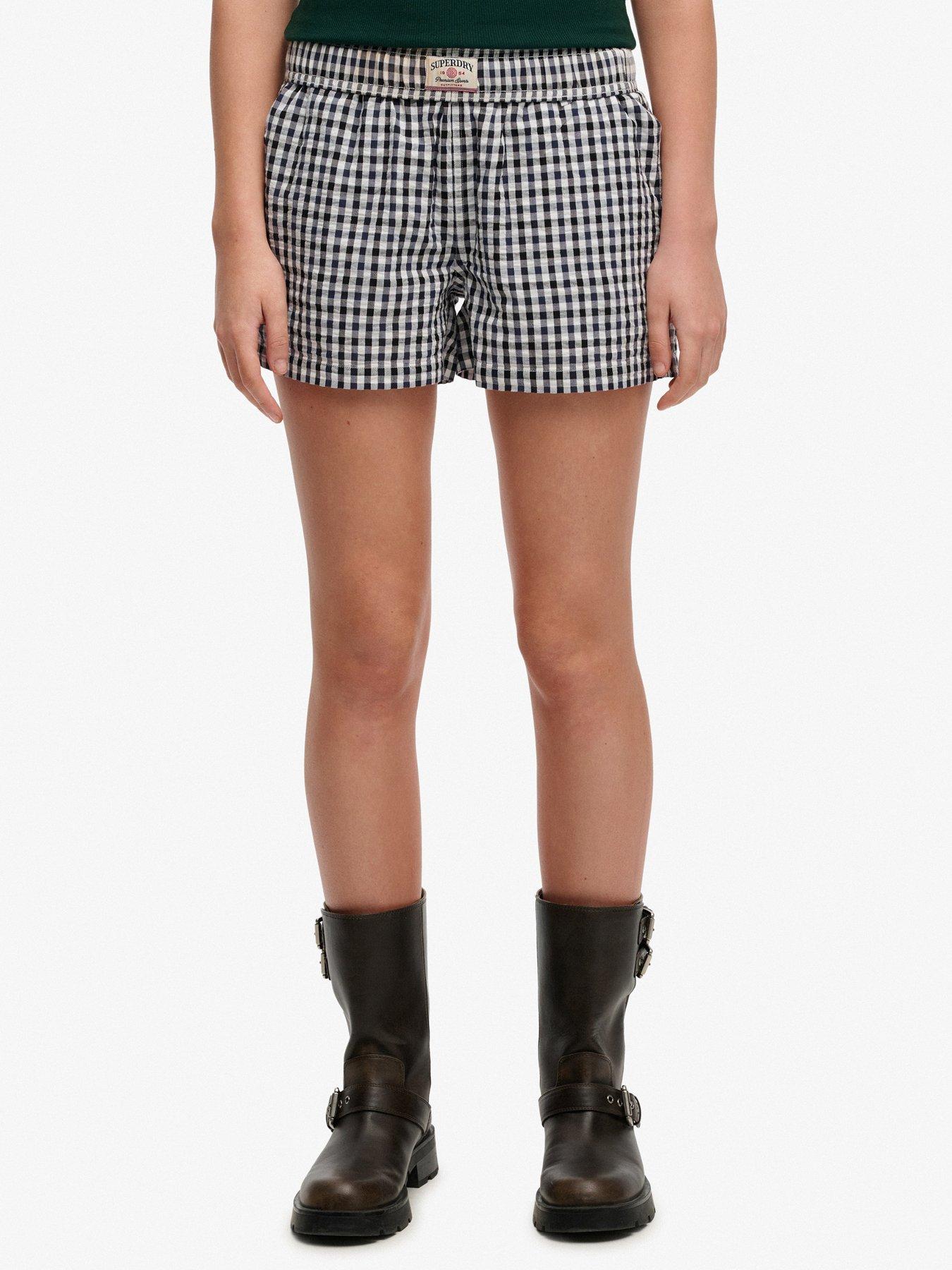 front image of superdry-cotton-stripe-elastic-short-blue