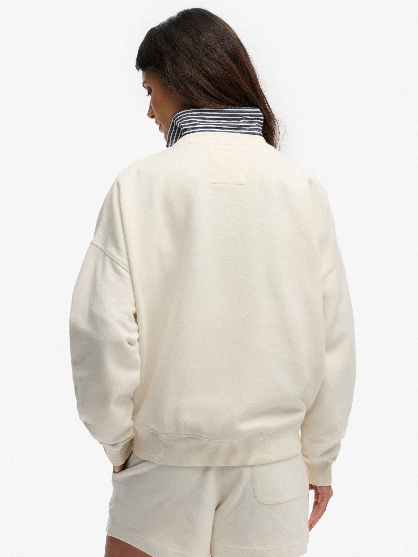 Image 2 of 6 of Superdry Athletic Essentials Flag Embroidered Relaxed Sweatshirt - White