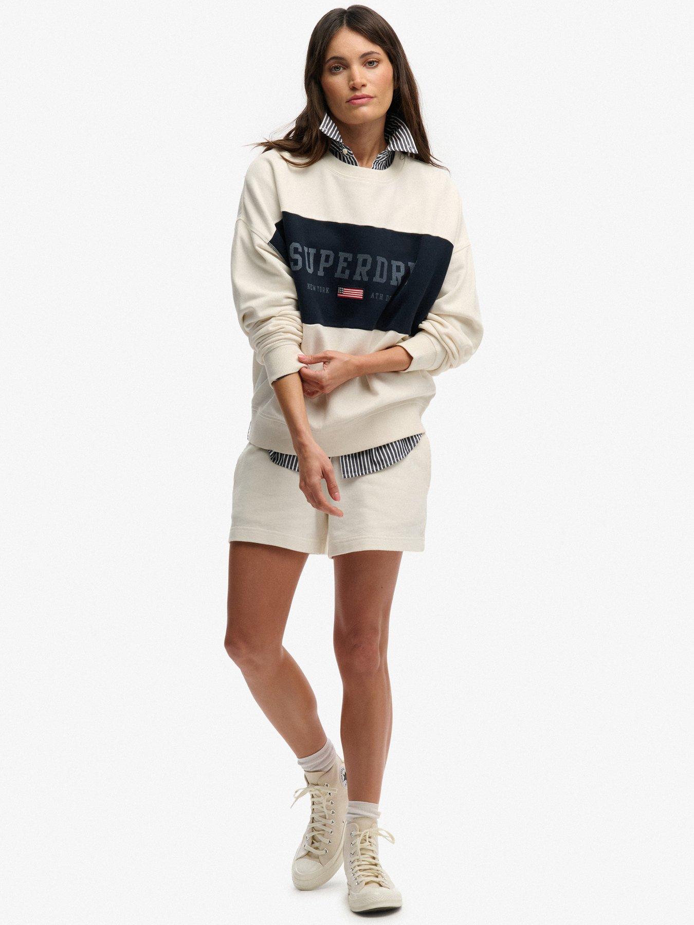 Image 3 of 6 of Superdry Athletic Essentials Flag Embroidered Relaxed Sweatshirt - White