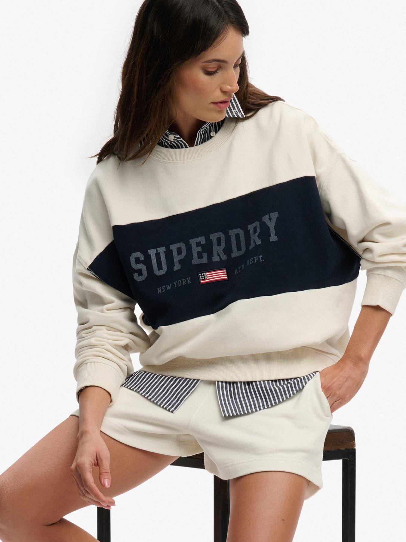 Image 5 of 6 of Superdry Athletic Essentials Flag Embroidered Relaxed Sweatshirt - White