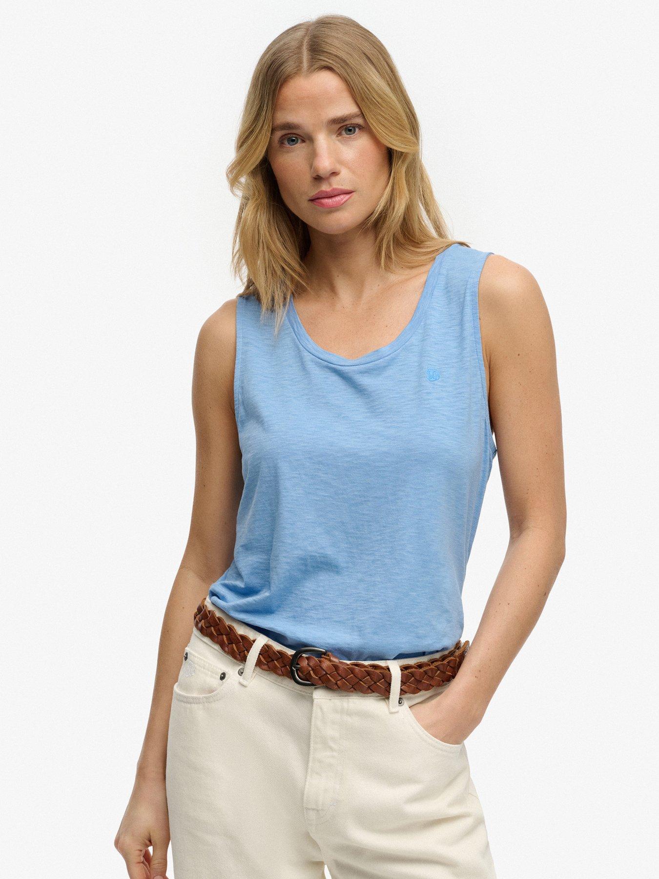 Image 1 of 5 of Superdry Scoop Neck Tank Top - Blue