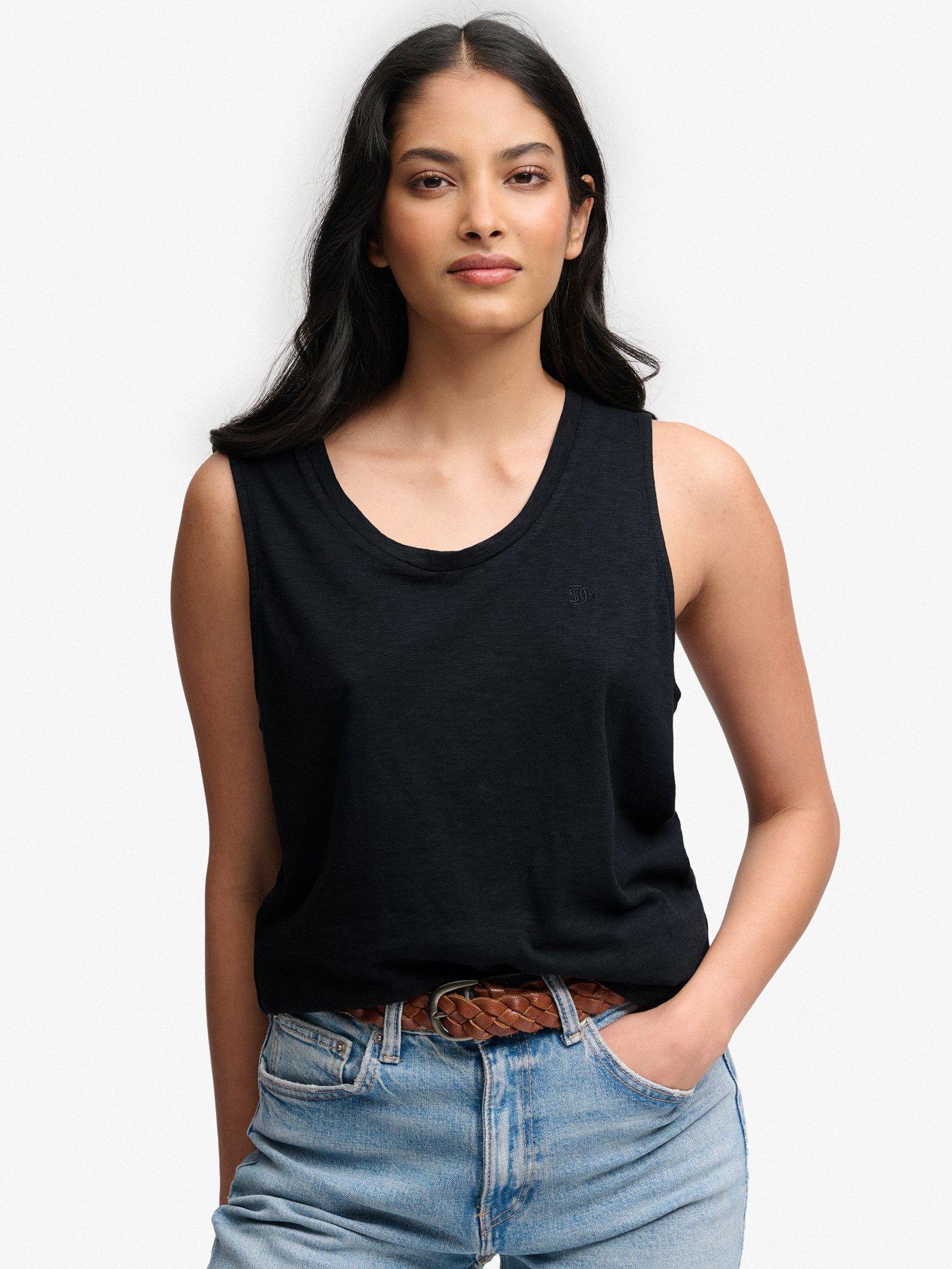 Image 1 of 4 of Superdry Scoop Neck Tank - Navy